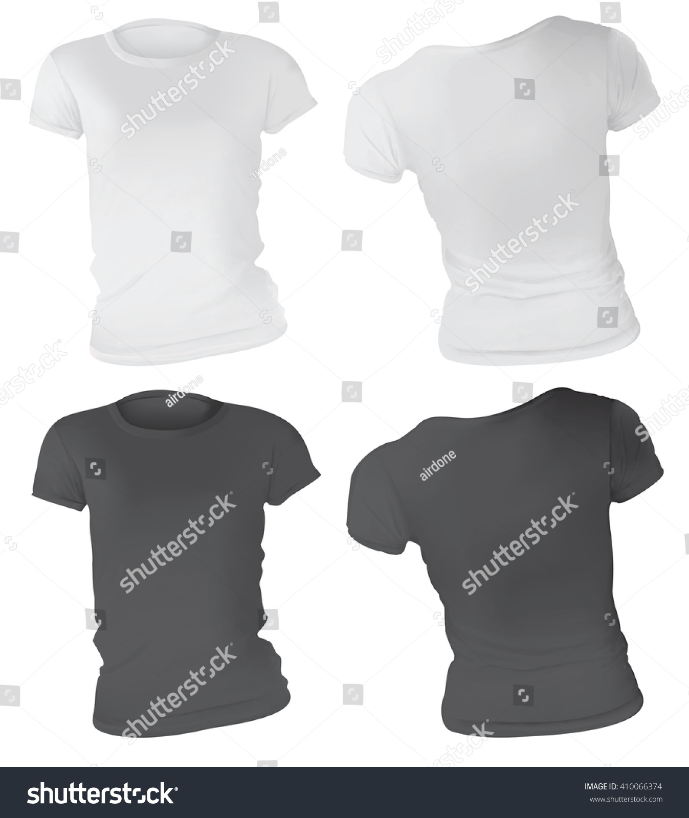 Vector Illustration Black White Tshirt Template Stock Vector (Royalty ...