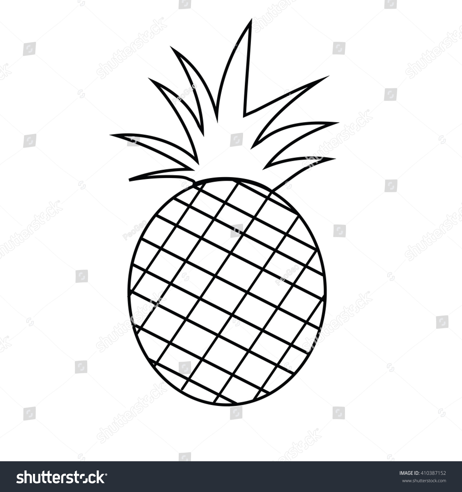 Pineapple Fruit Outline Version Coloring Book Stock Vector (Royalty ...