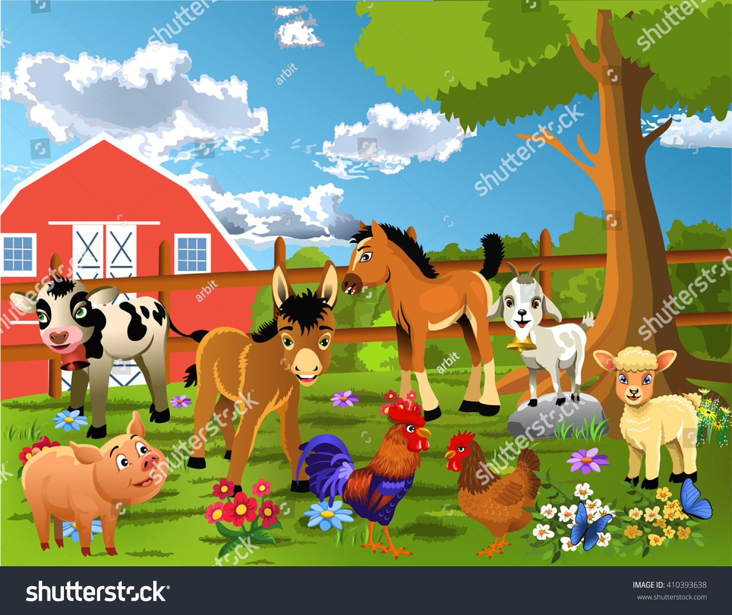 Farm Animals Stock Vector (Royalty Free) 410393638 | Shutterstock