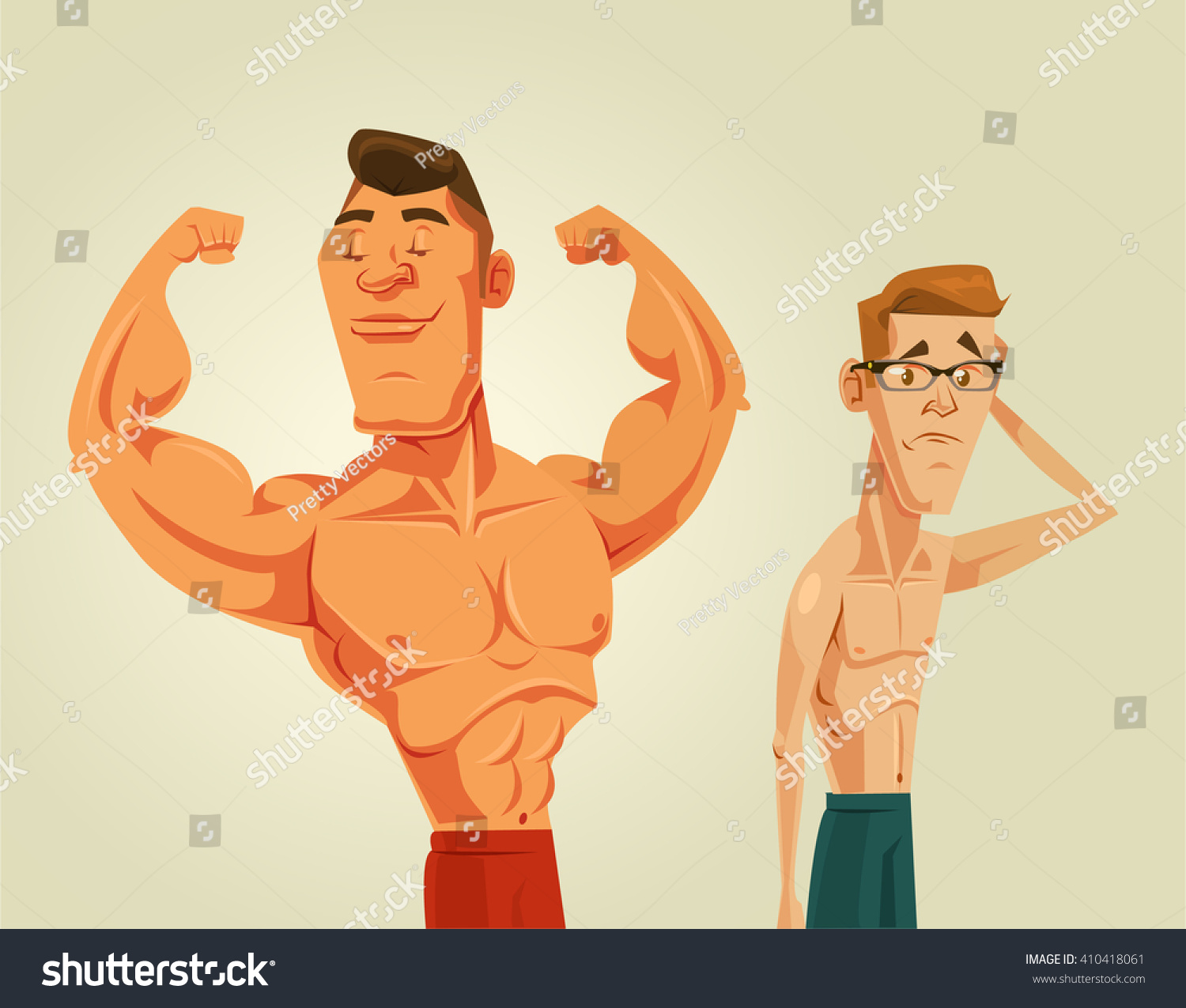 Strong Weak Men Vector Flat Cartoon 库存矢量图（免版税）410418061 | Shutterstock