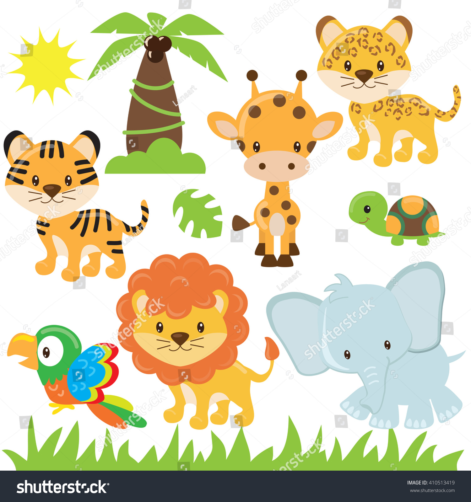 Jungle Animal Vector Illustration Stock Vector (Royalty Free) 410513419 ...