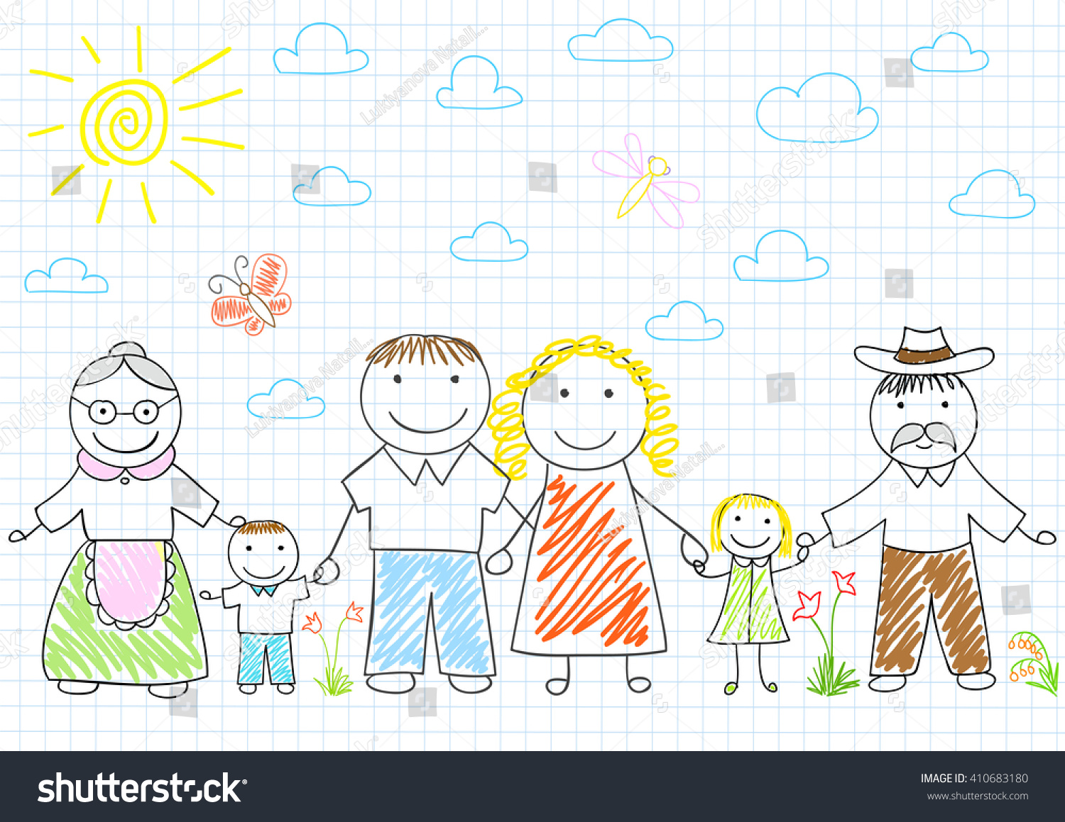 Рисунок семьи мама папа сын