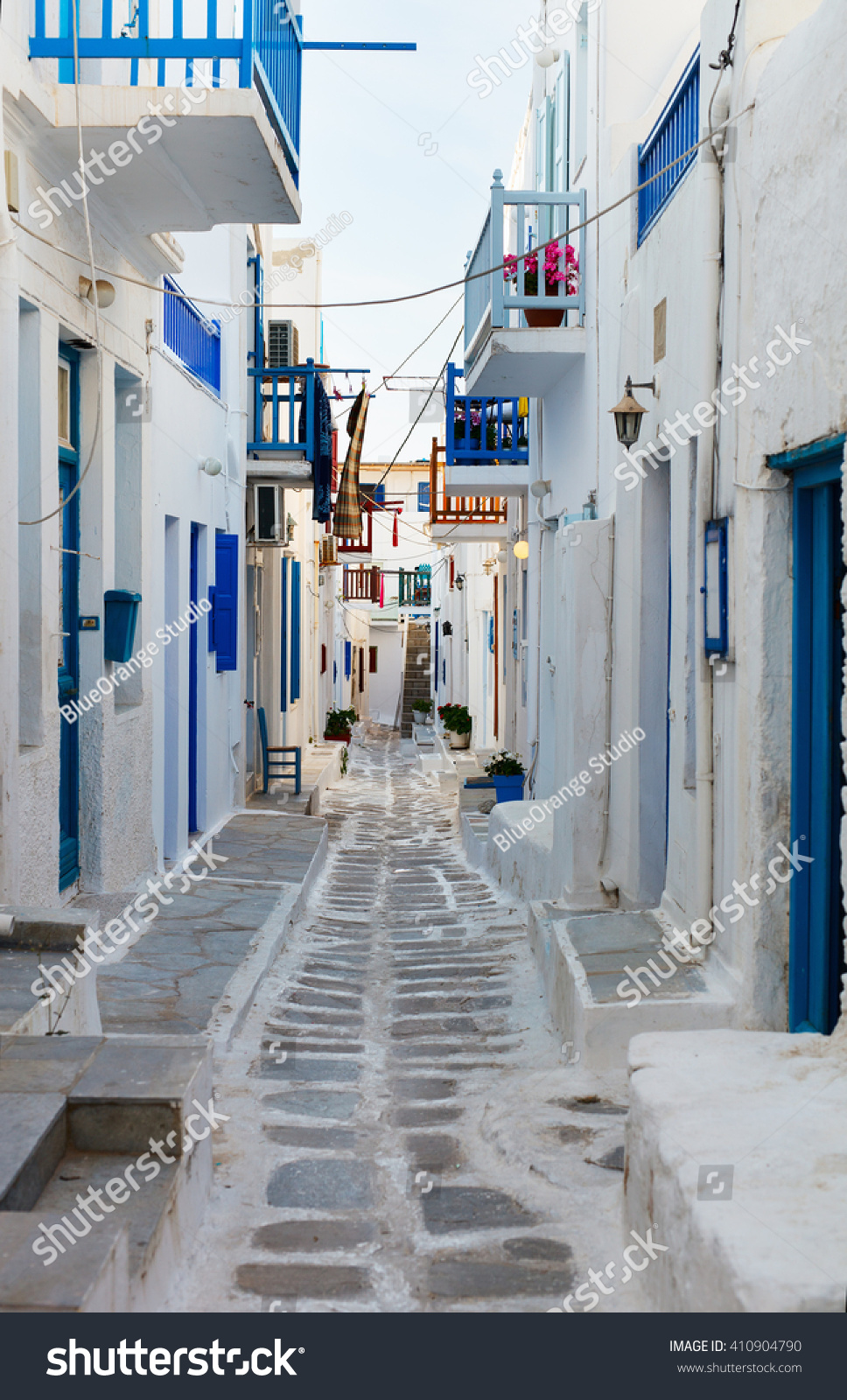 Typical Street Greek Traditional Village White Stock Photo 410904790 