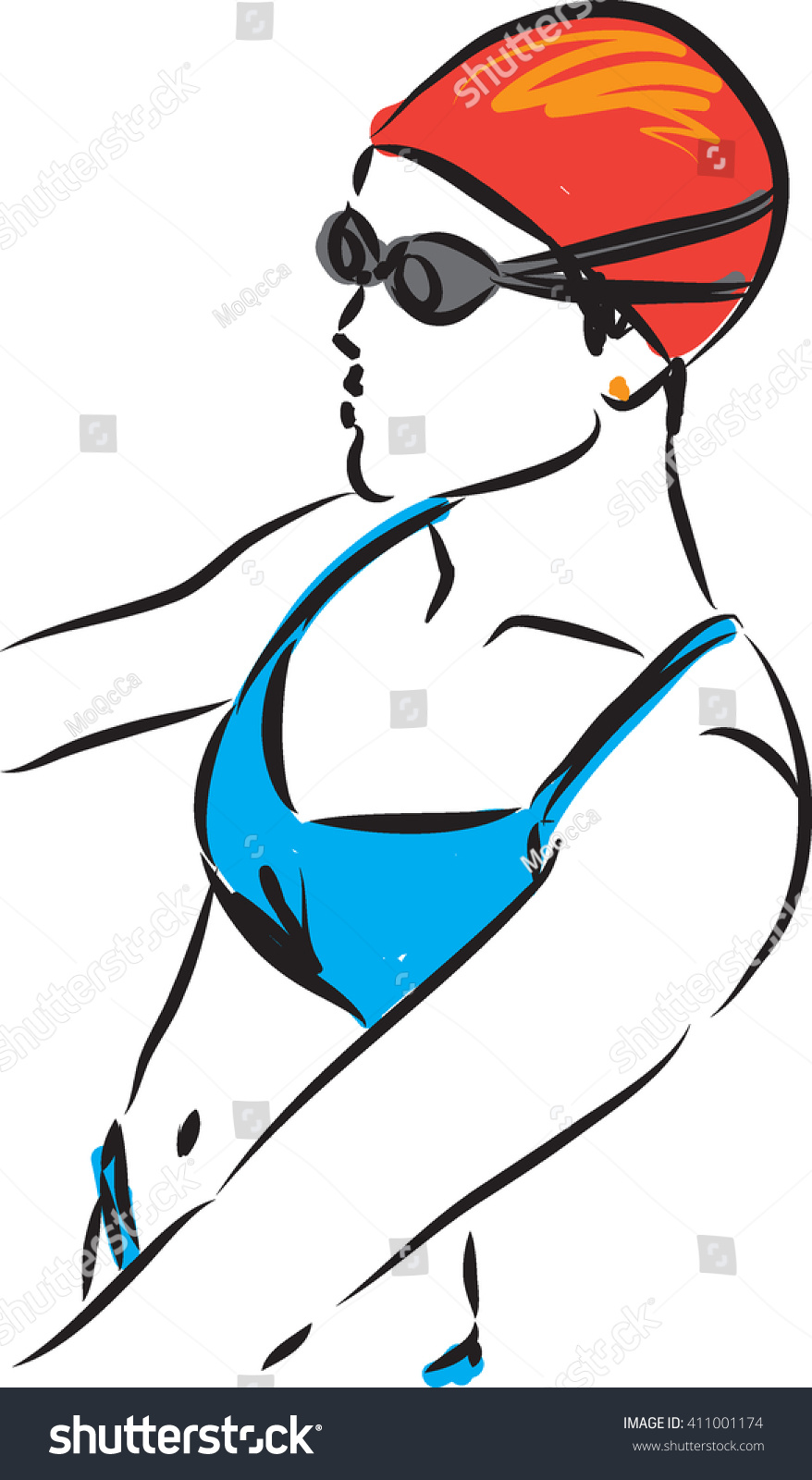 Swimmer Woman Illustration Stock Vector (Royalty Free) 411001174 ...