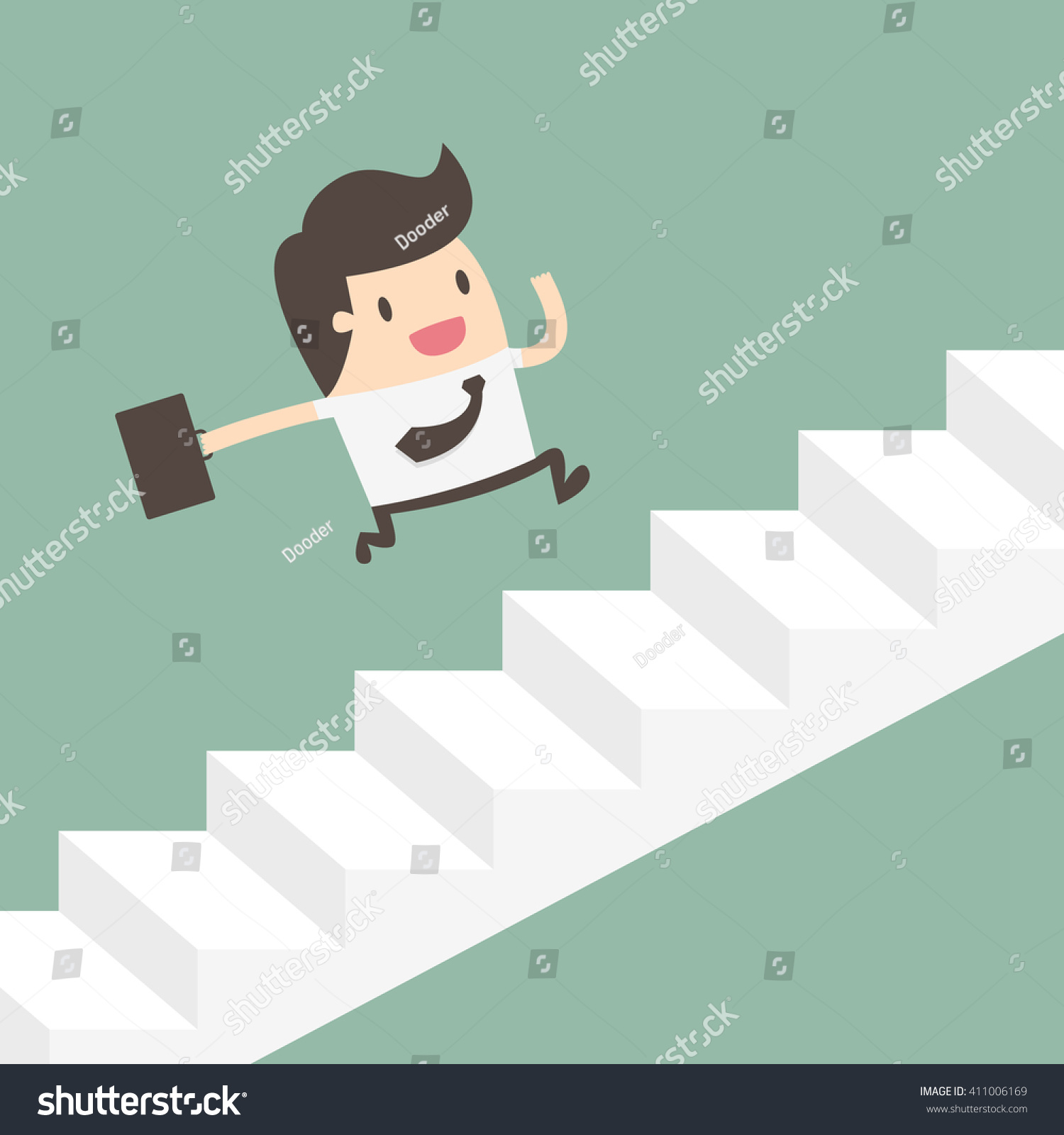 Growth Businessman Running Stairs Business Concept Stock Vector ...