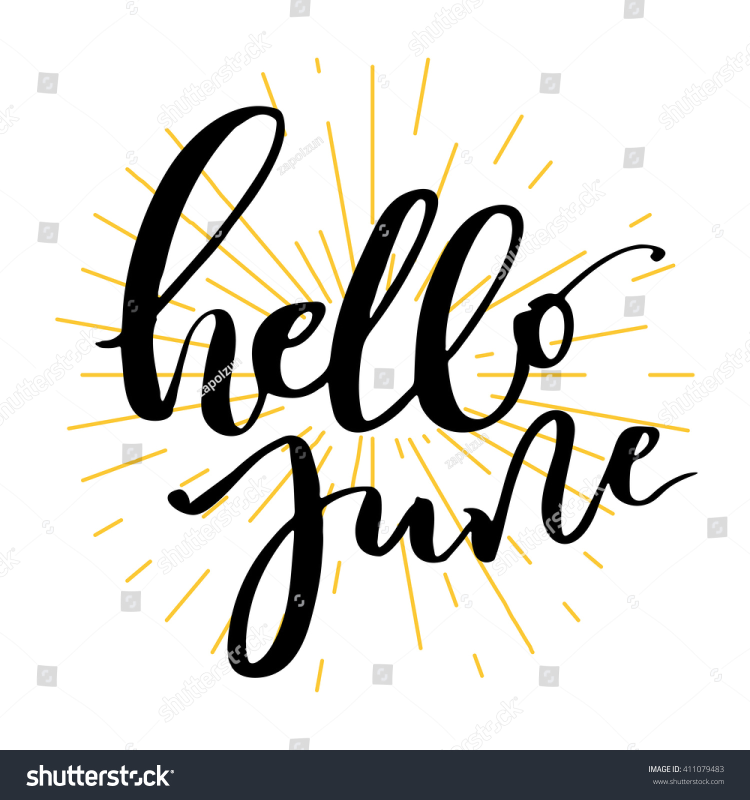 Hello June Lettering Print Summer Minimalistic Stock Vector (Royalty ...