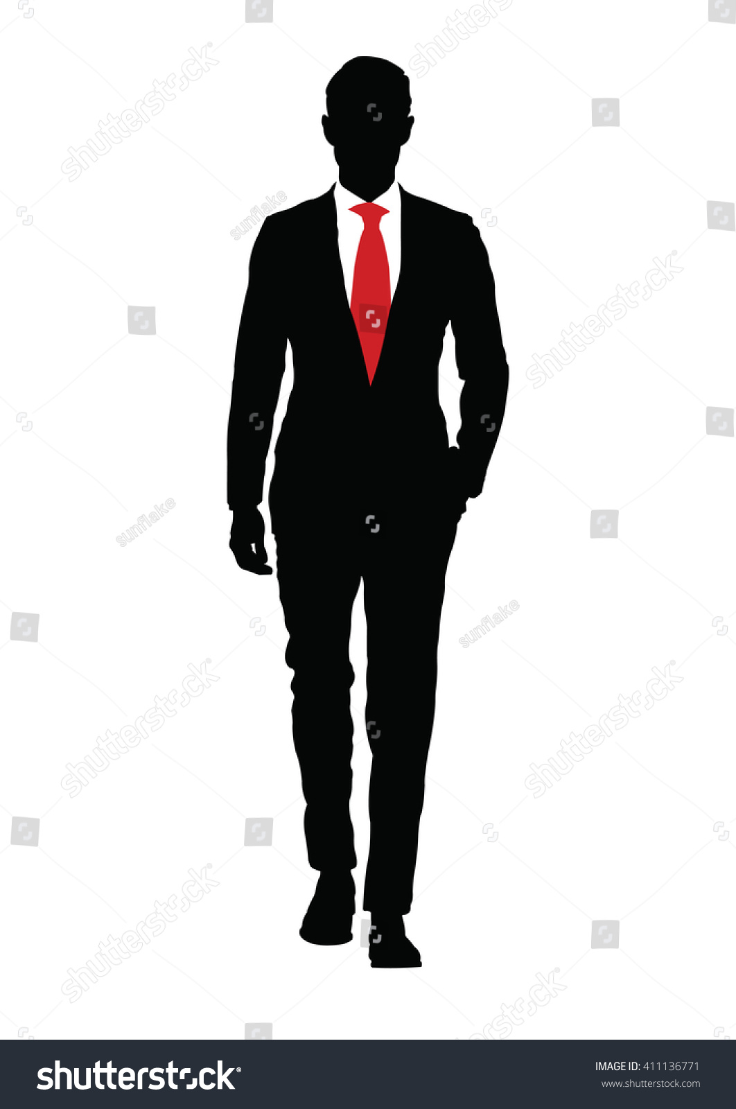 Силуэт мужчина в Красном галстуке