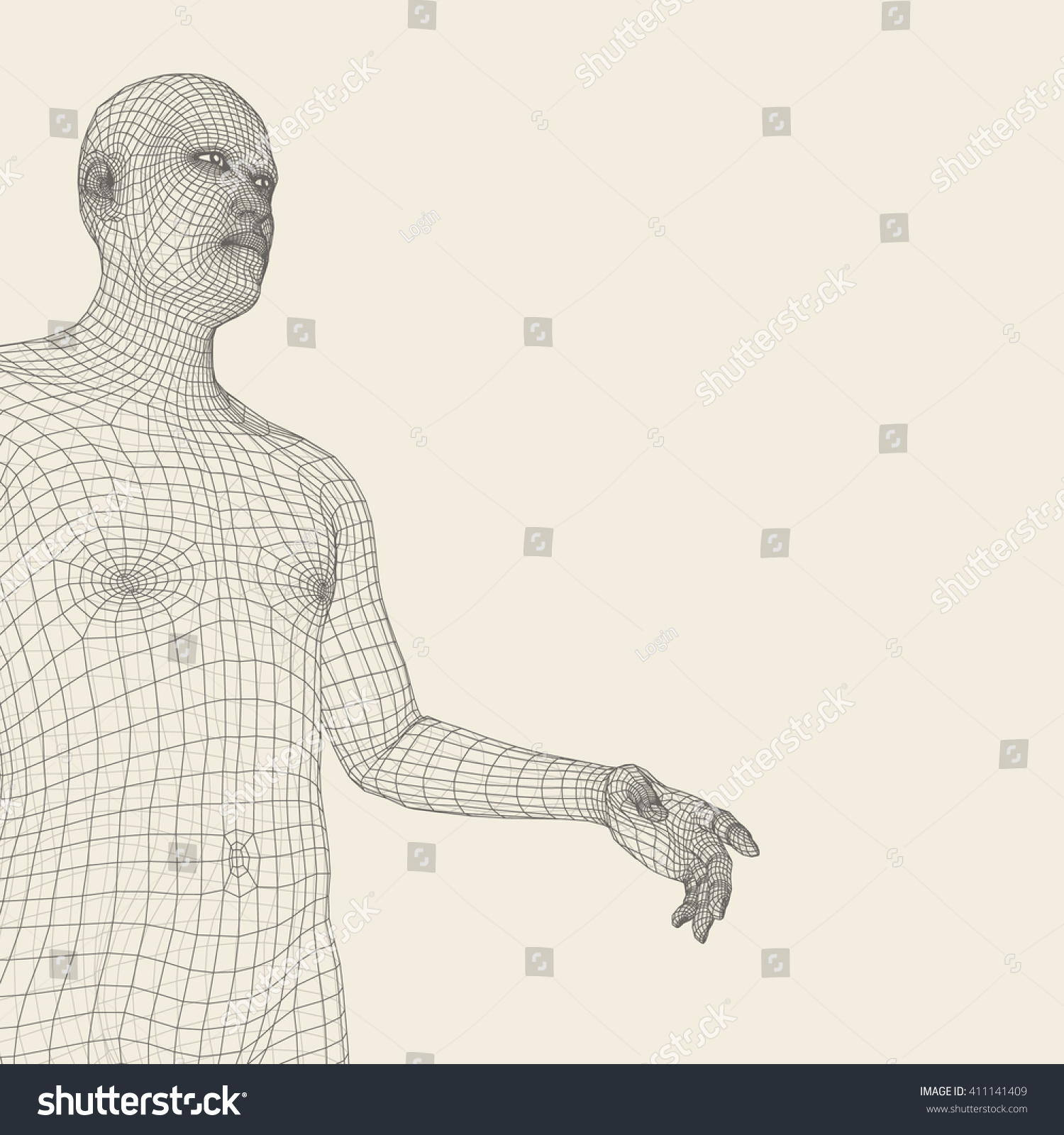 Man Pointing His Finger 3d Model Stock Vector (Royalty Free) 411141409 ...