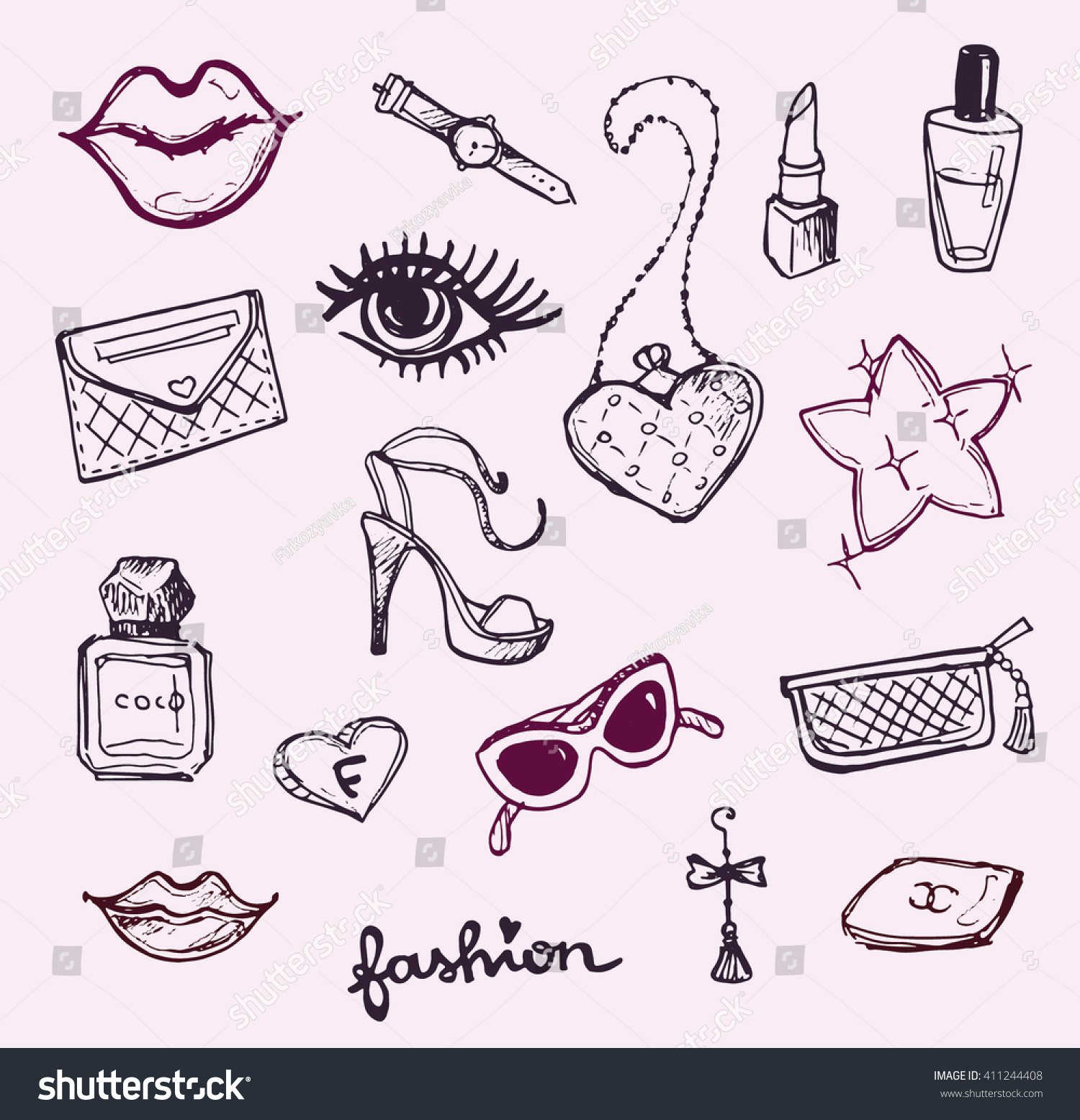 Big Vector Fashion Sketch Set Hand Stock Vector Royalty Free