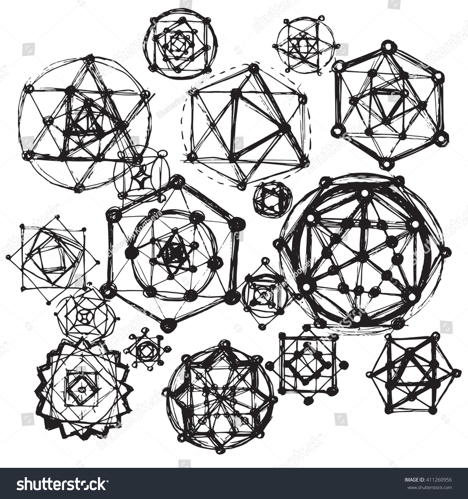 Sacred Geometry Mandalas Black White Stock Vector Royalty Free Shutterstock