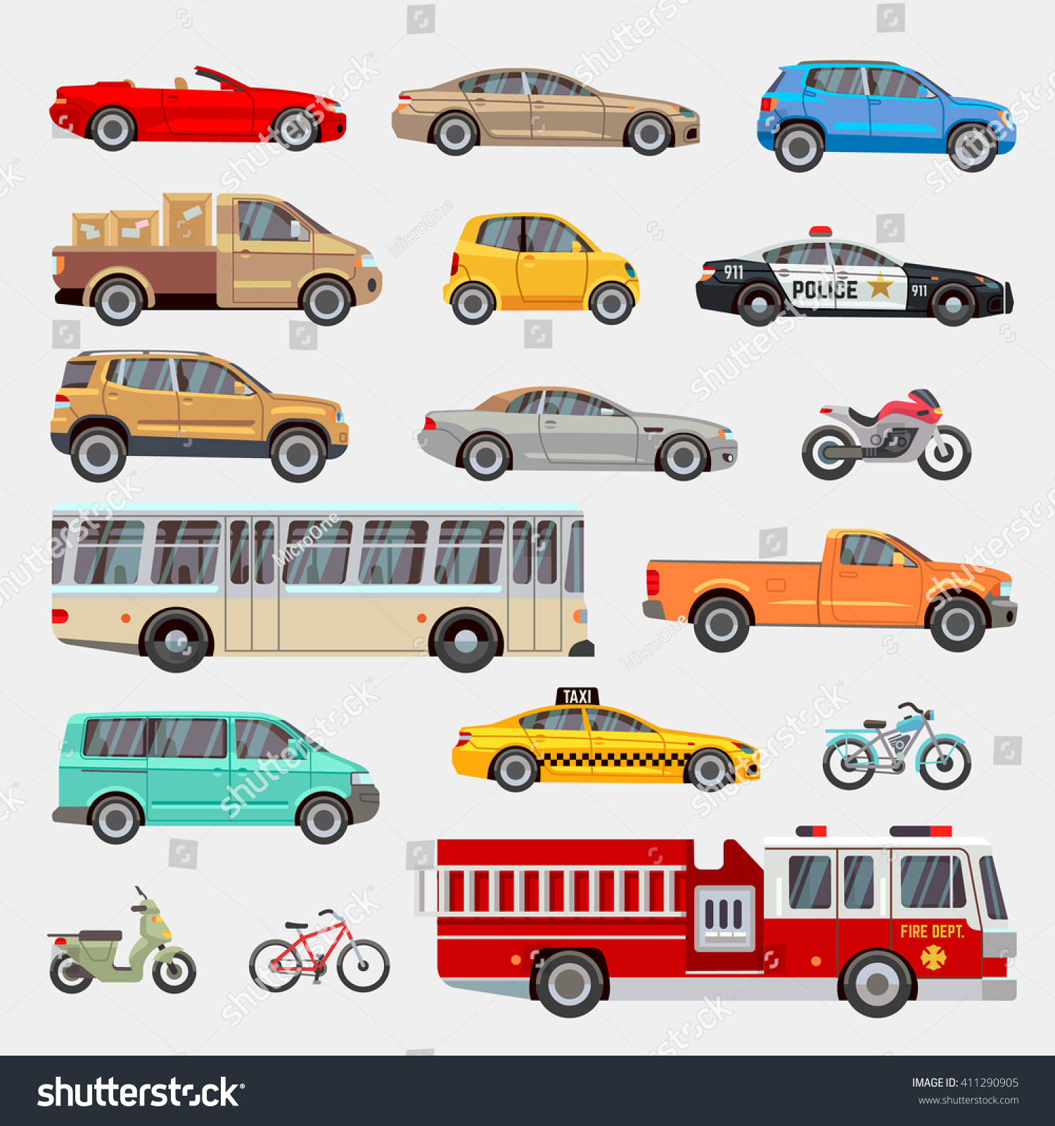 Urban City Cars Vehicles Transport Vector Stock Vector (Royalty Free ...