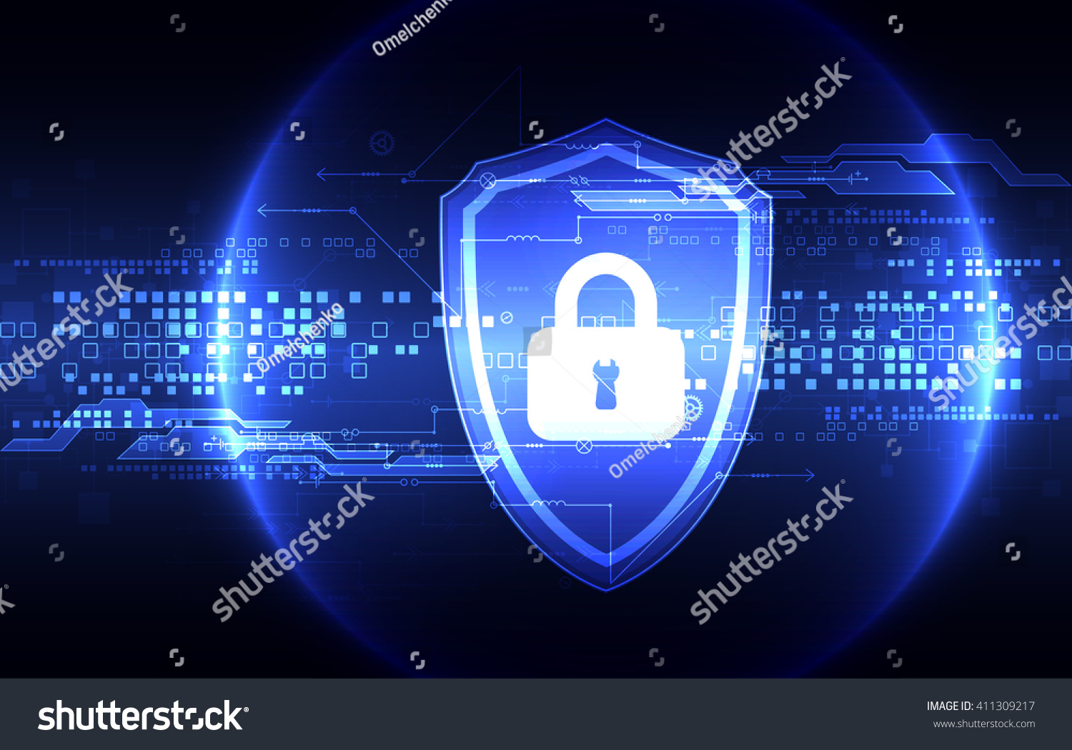 Protection Concept Digital Technological Protect Mechanism Stock Vector ...