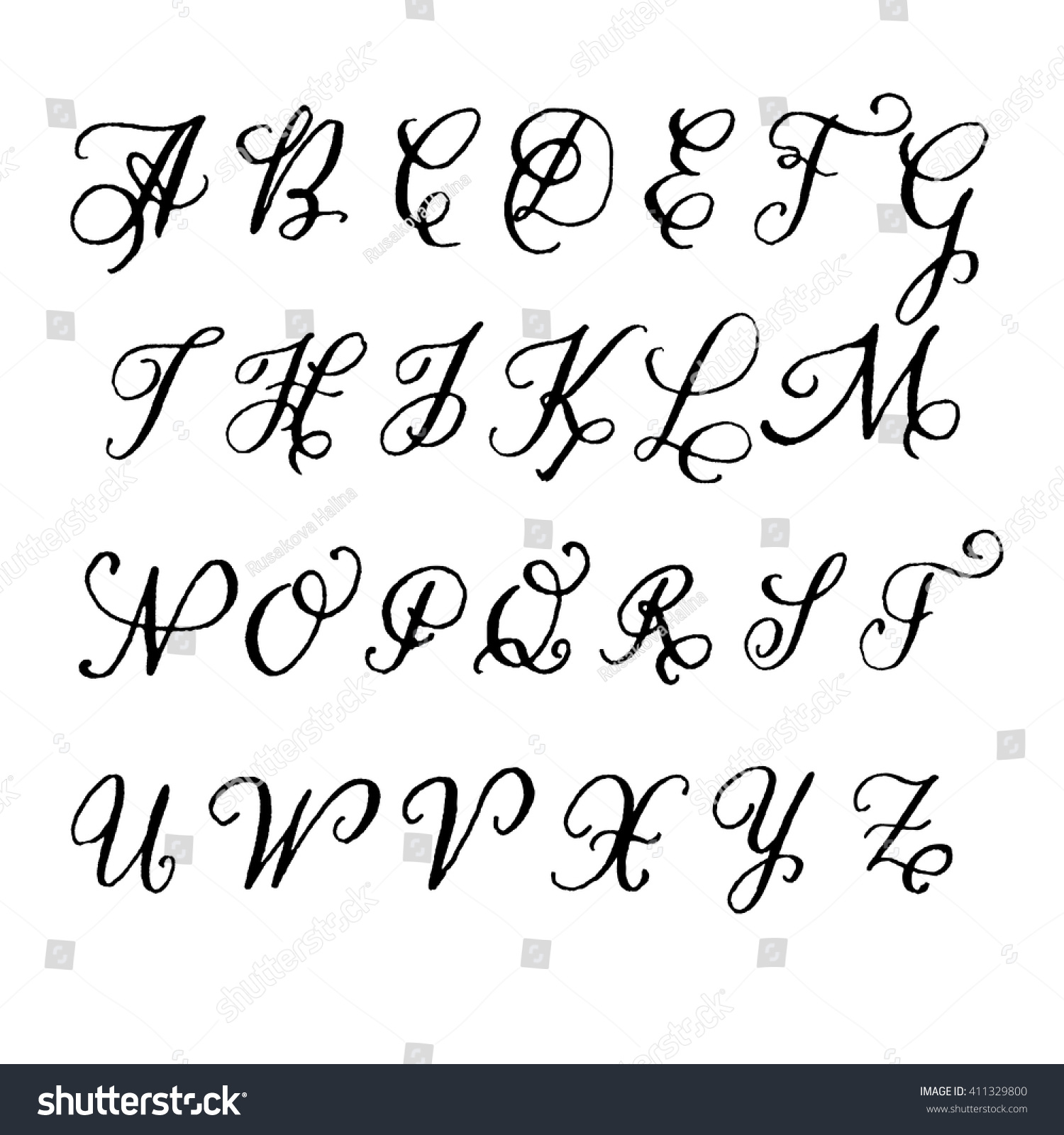 Vector Alphabet Style Lettering Calligraphy Hand Stock Vector (Royalty ...