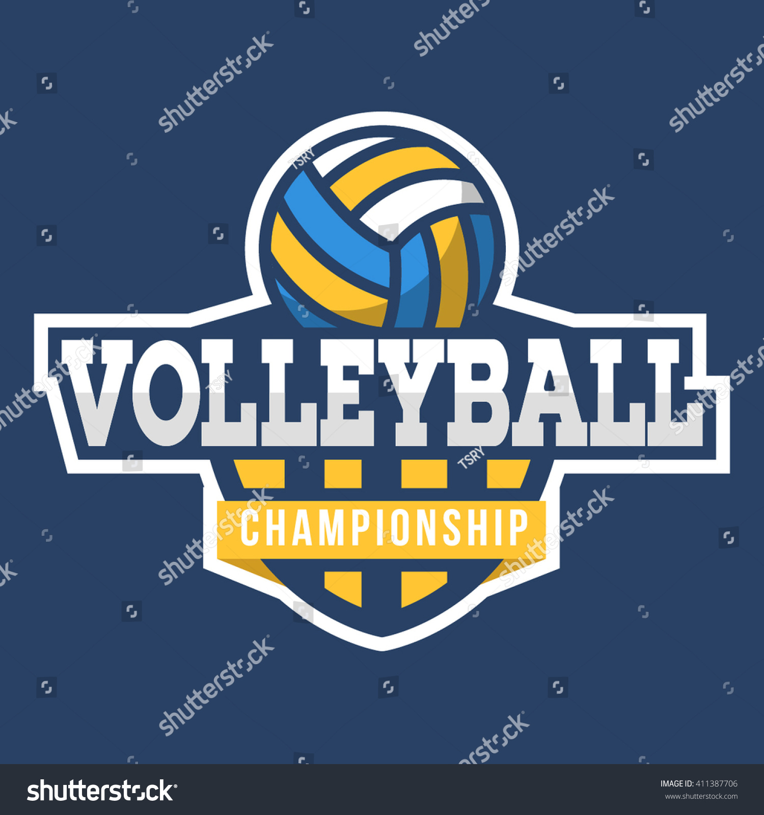 Volleyball Logo American Style Stock Vector (Royalty Free) 411387706 ...