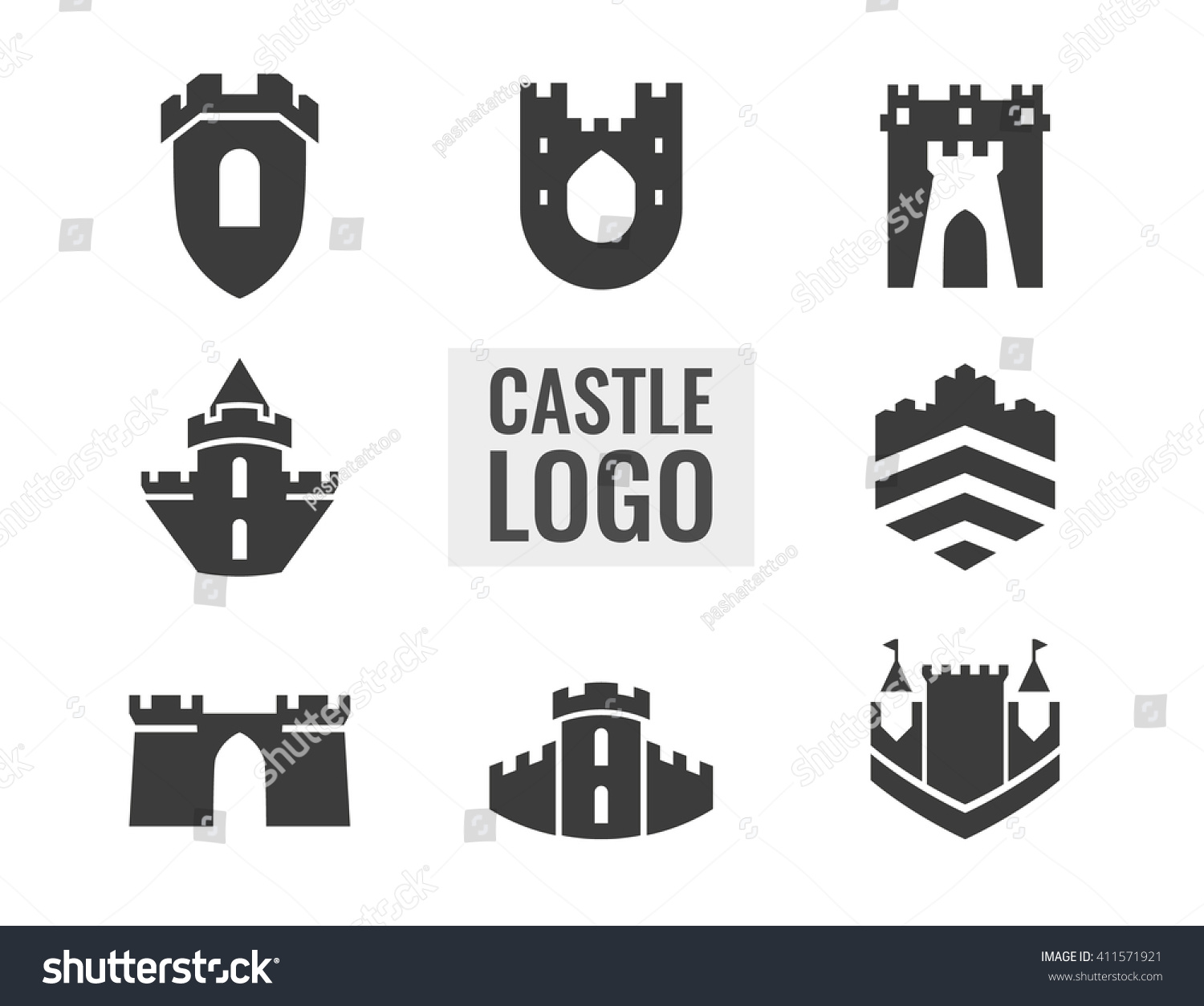 Set Castle Fortress Vector Logo Logo Stock Vector (Royalty Free) 411571921 ...
