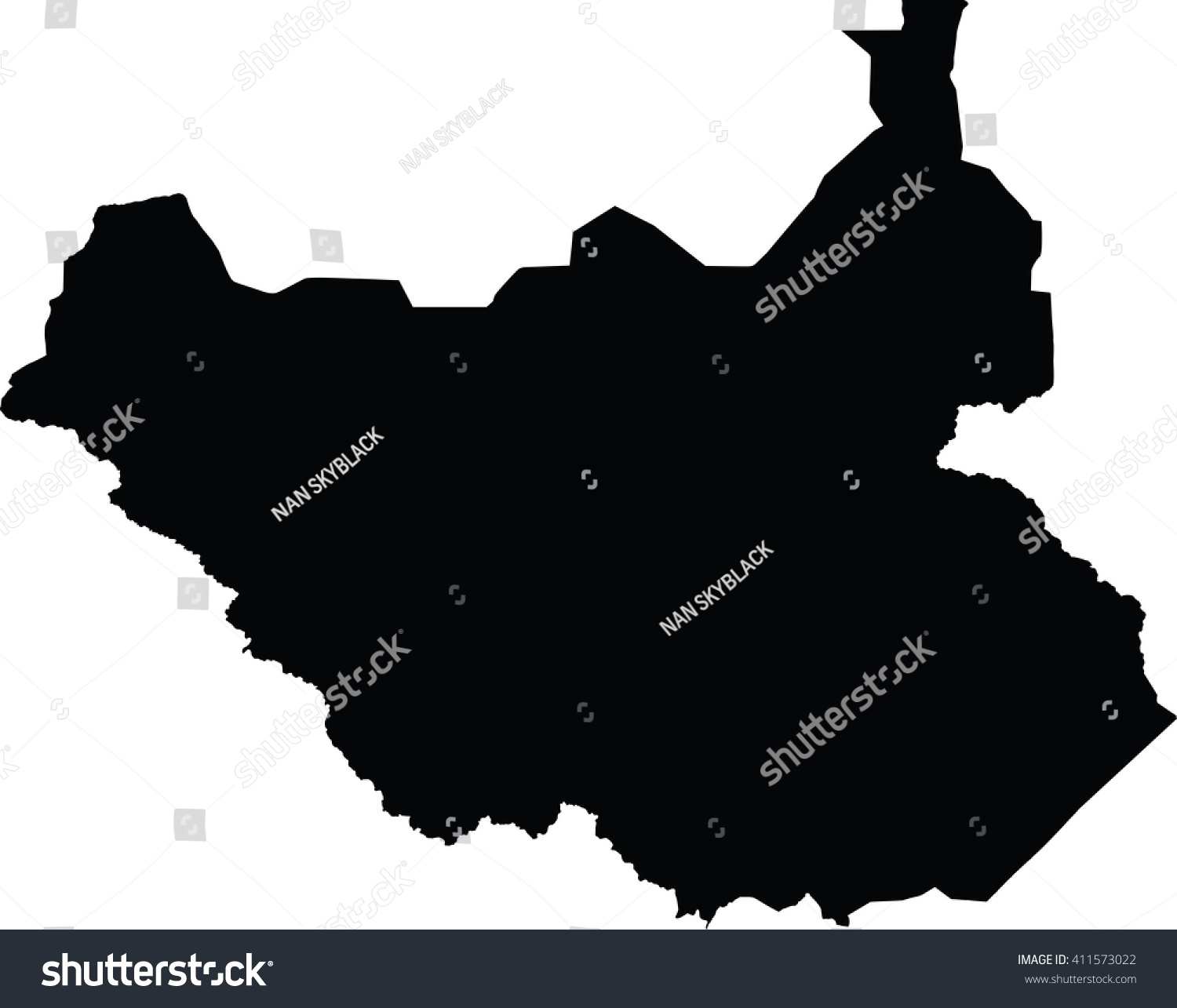 South Sudan Vector Map Black Outline Stock Vector (Royalty Free ...