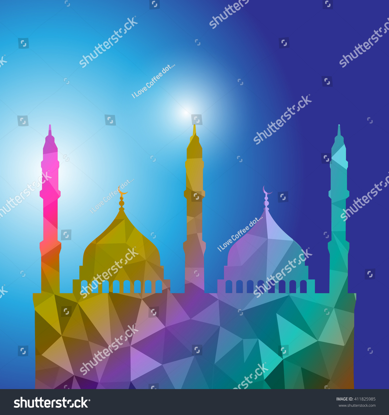 Beautiful Religious Eid Background Mosque Polygon Stock Vector (Royalty ...