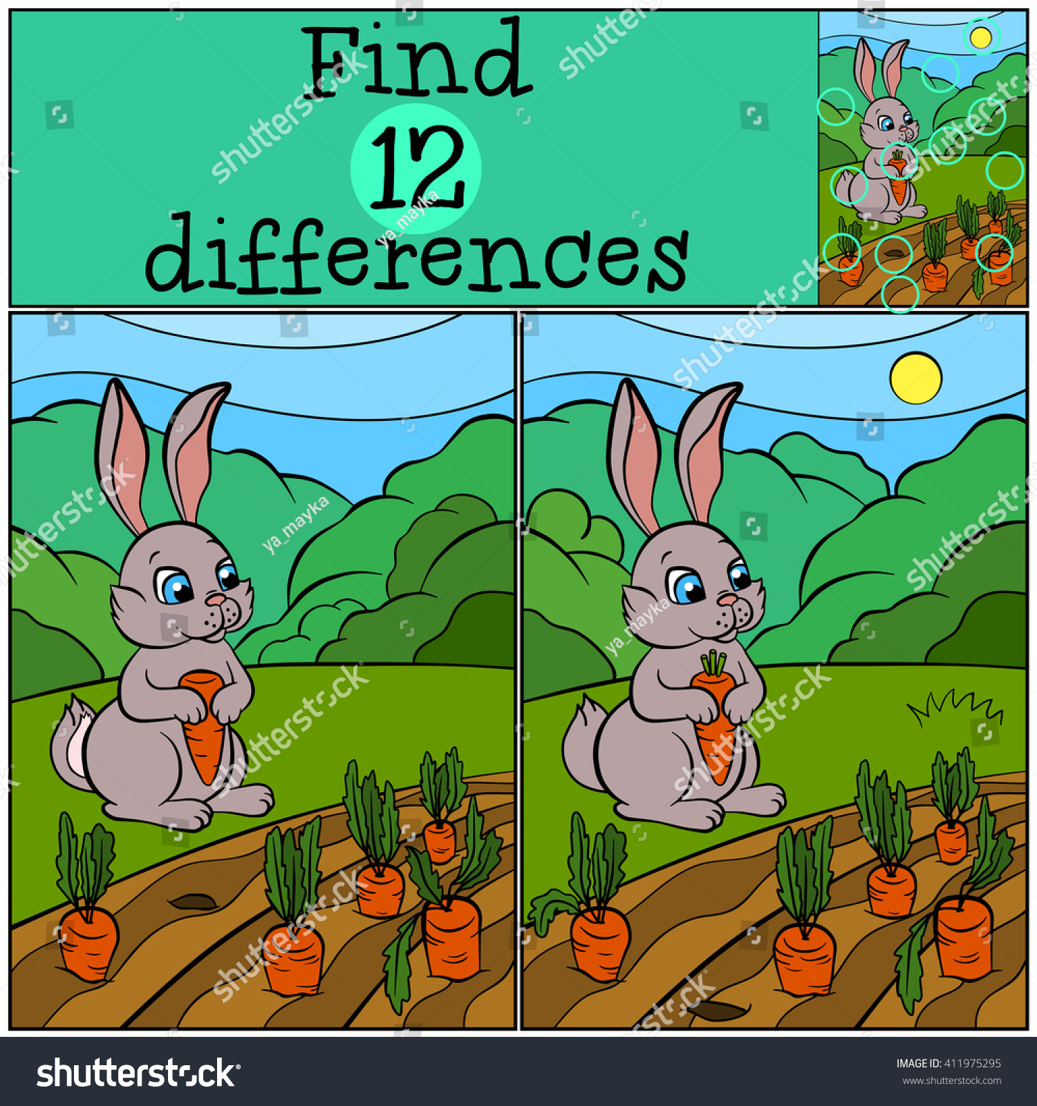 Заяц с морковкой Найди отличия