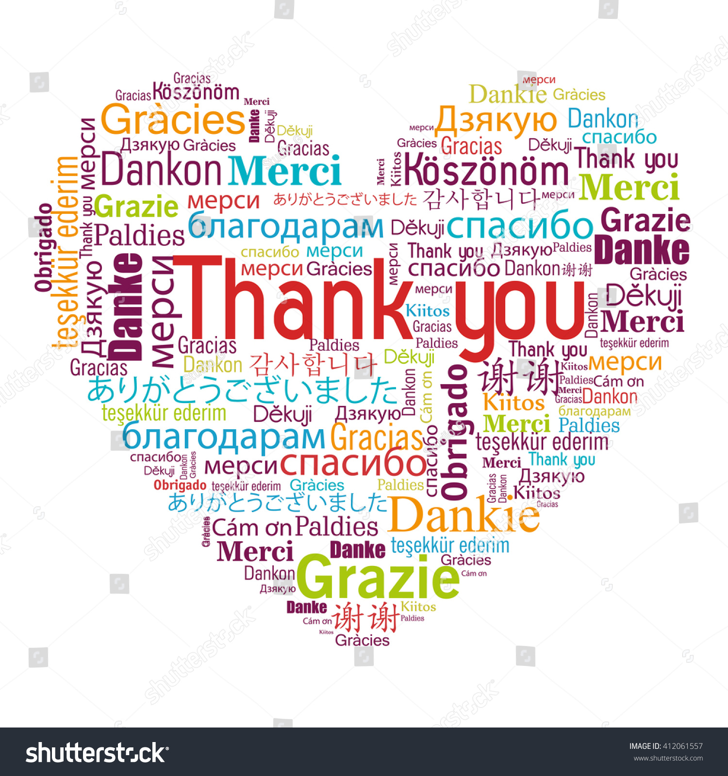 Thanks Different Languages Design Stock Vector (Royalty Free) 412061557 ...