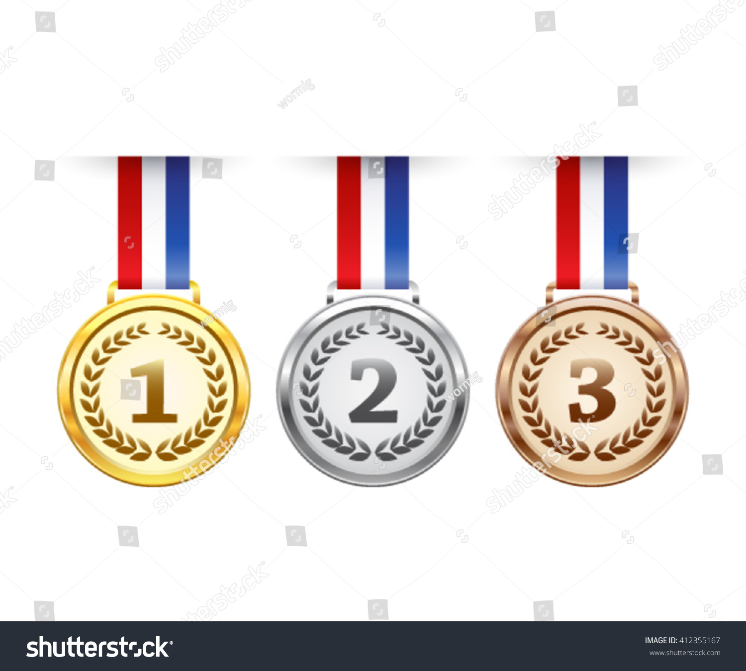 Hanging Award Medals Set Stock Vector (Royalty Free) 412355167 ...