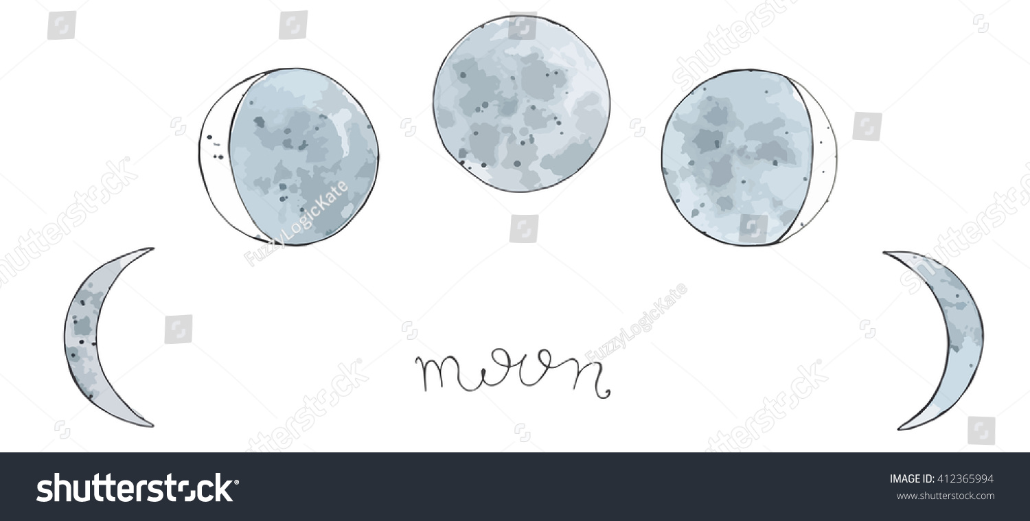 Фазы Луны по кругу на белом фоне