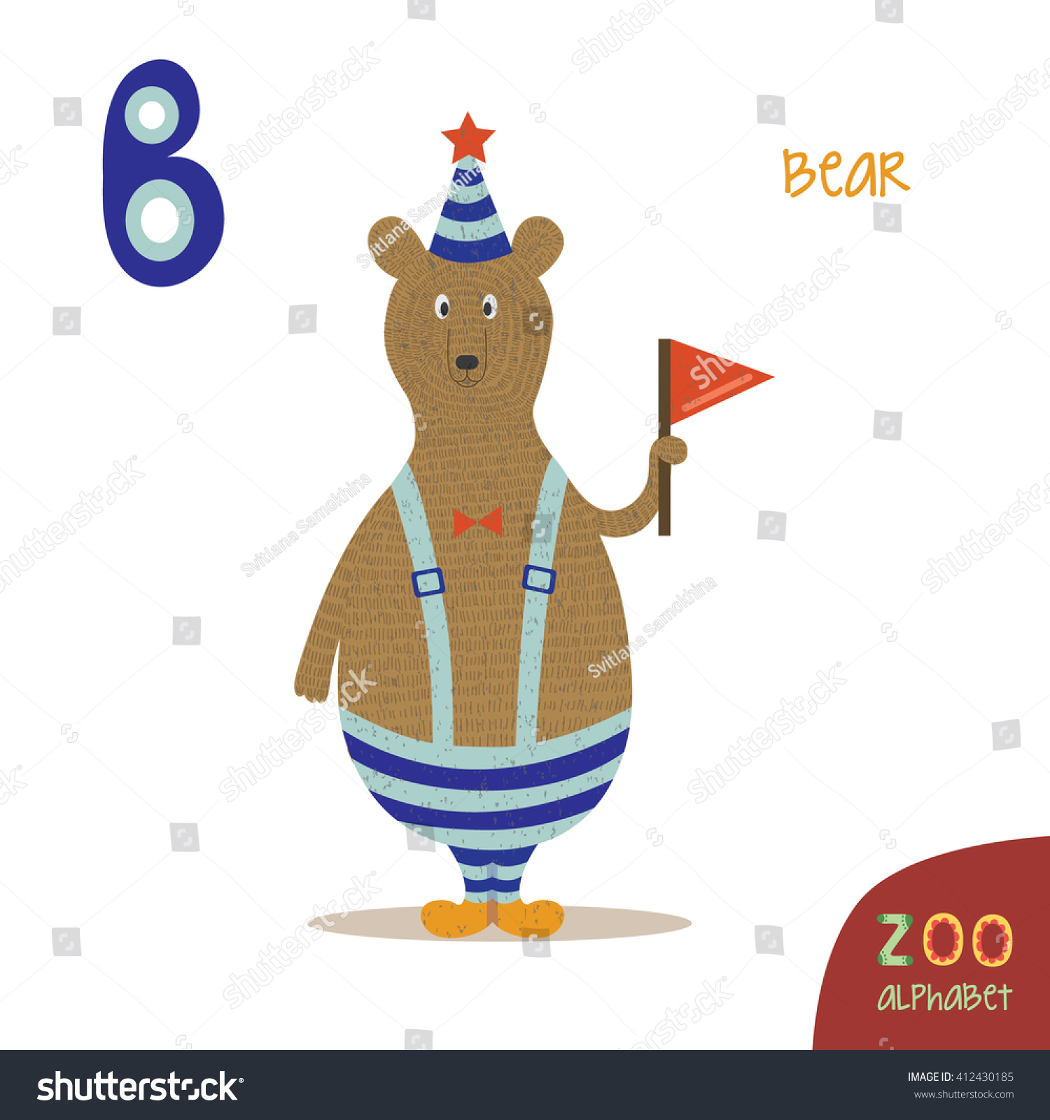 Cute Zoo Alphabet Vector B Letter Stock Vector (Royalty Free) 412430185 ...