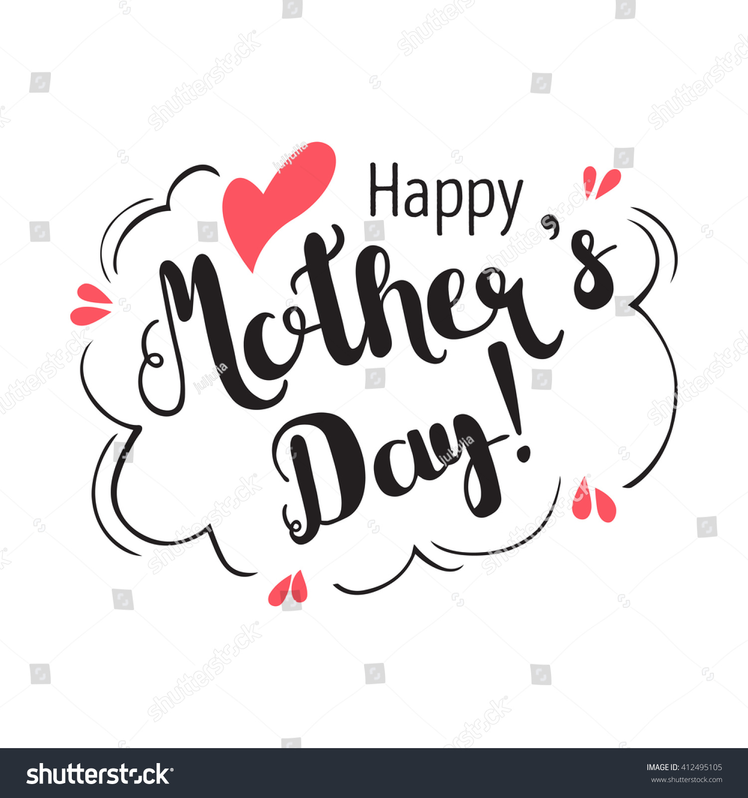 Calligraphy Vector Illustration Mothers Day Card Stock Vector Royalty Free 412495105