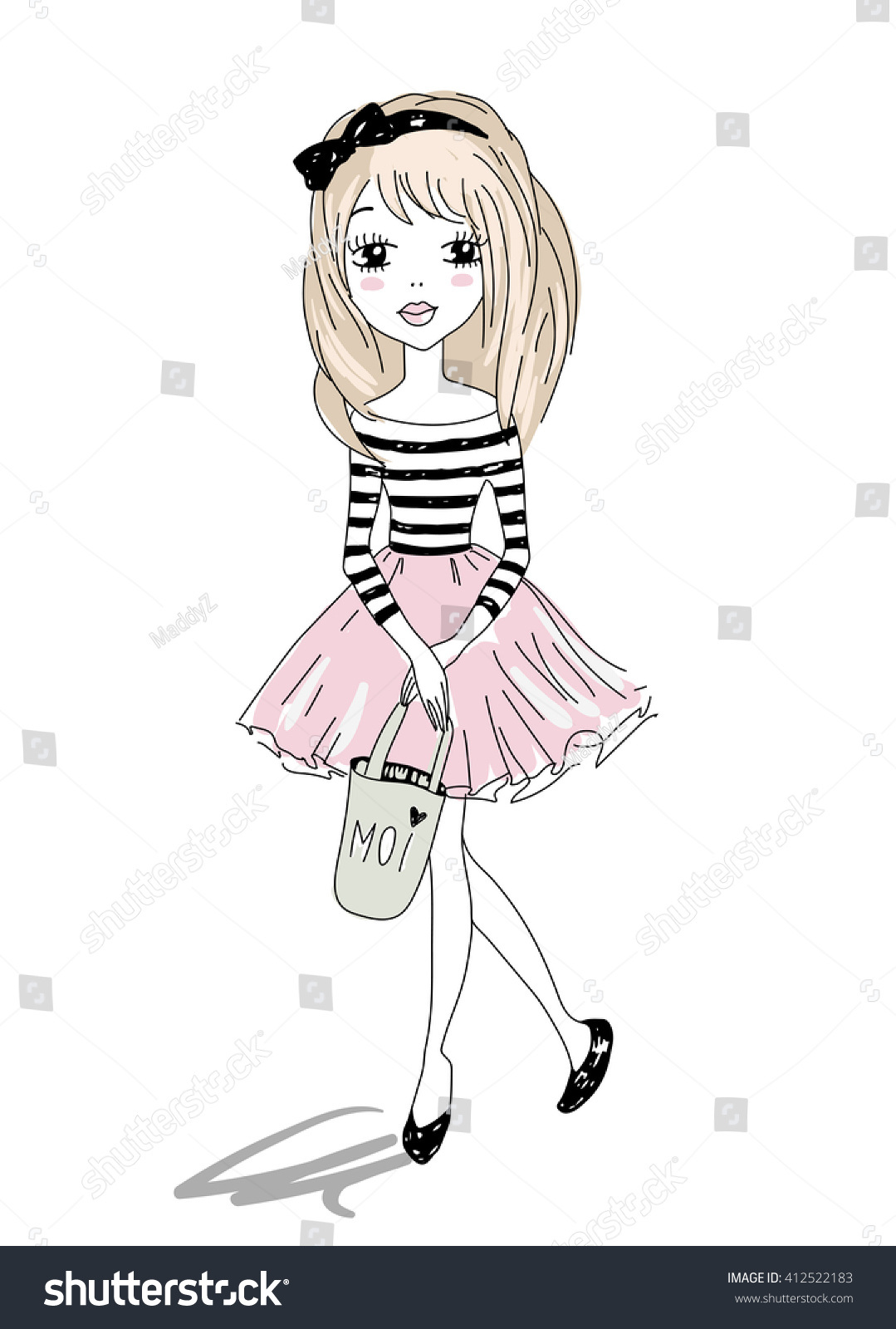 Cute Girl Sketch Doodle Style Translation Stock Vector (Royalty Free ...