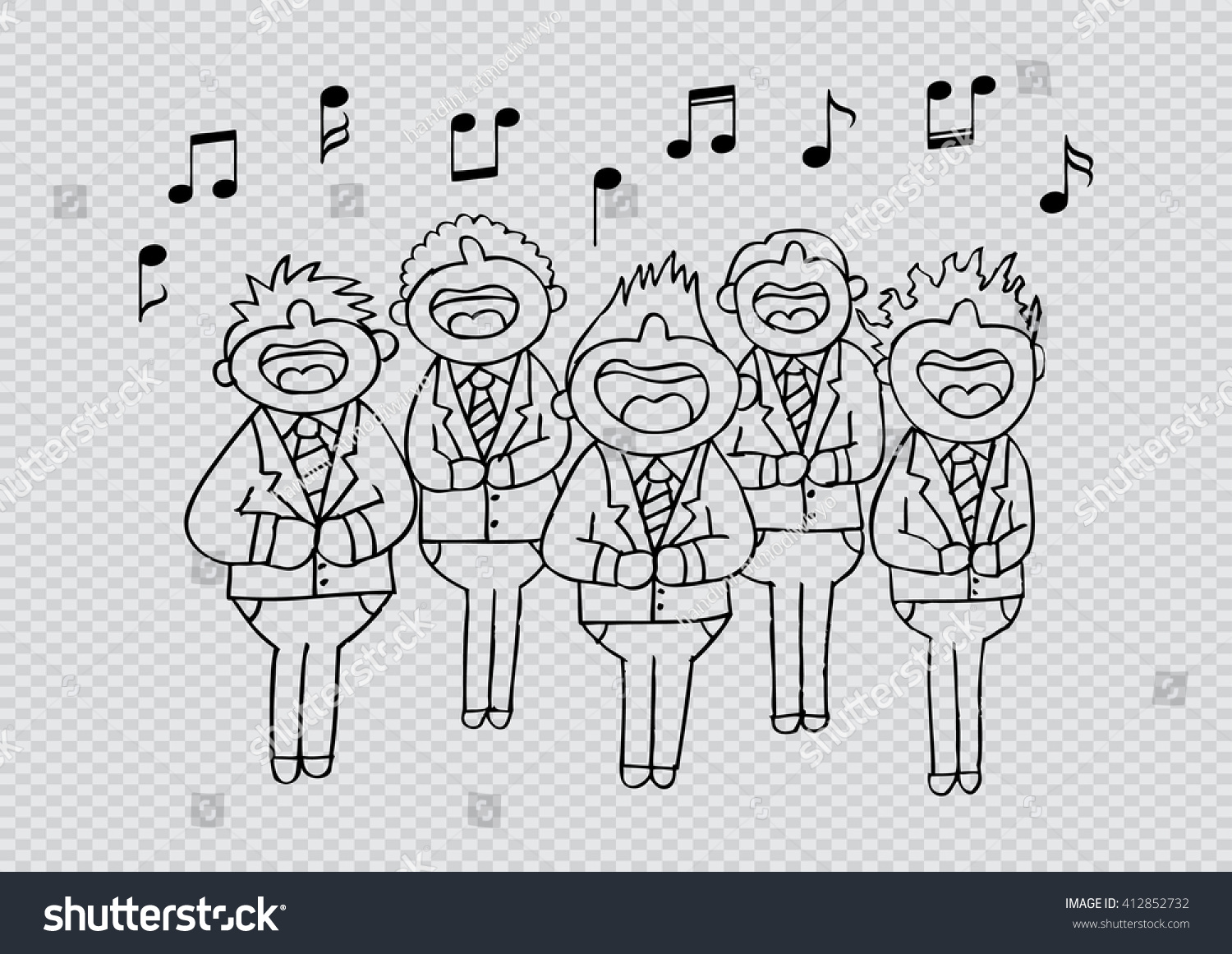 Boys Chorus Action Hand Drawing Illustration Stock Vector (Royalty Free ...