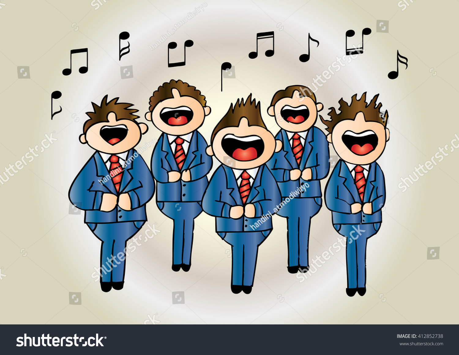 Boys Chorus Action Hand Drawing Illustration Stock Vector (Royalty Free ...