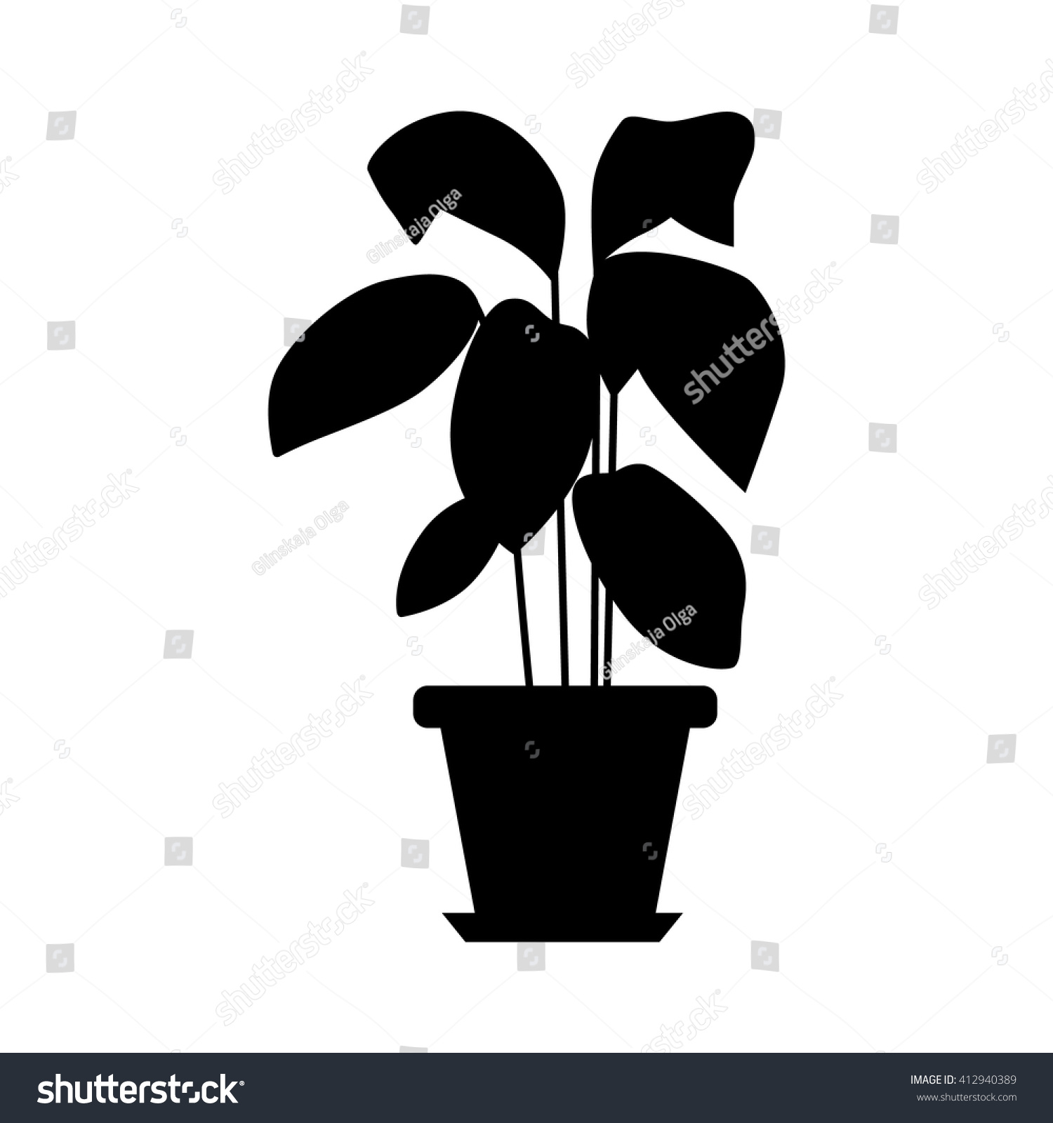 Vector Flat Plant Pot Illustration Stock Vector (Royalty Free ...