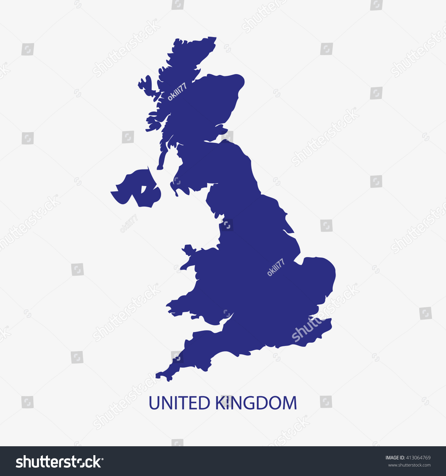 Uk Mapunited Kingdom Map Silhouette Illustration Stock Vector (Royalty ...