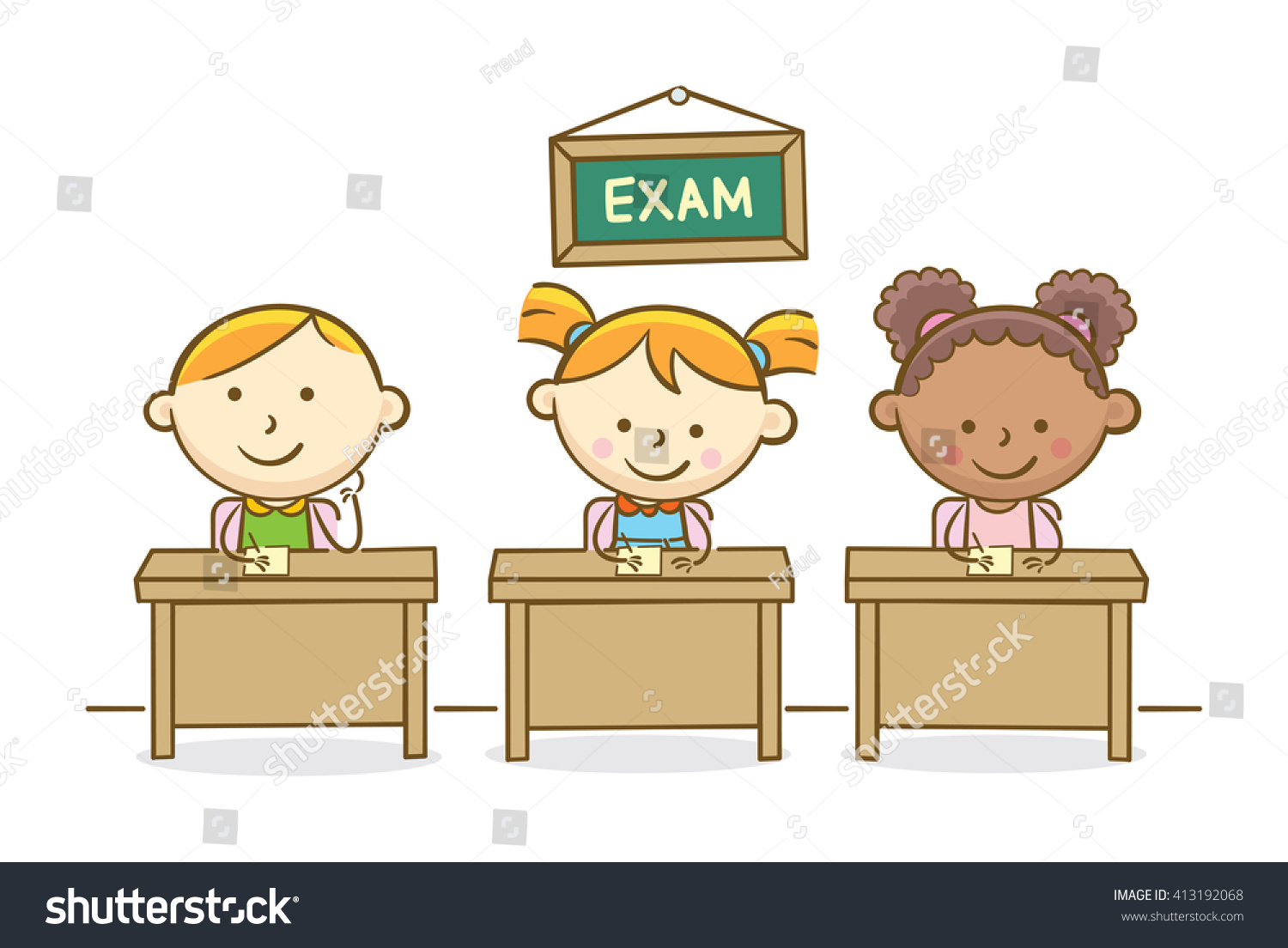 Doodle Illustration Students Writing Test Class Stock Vector (Royalty ...