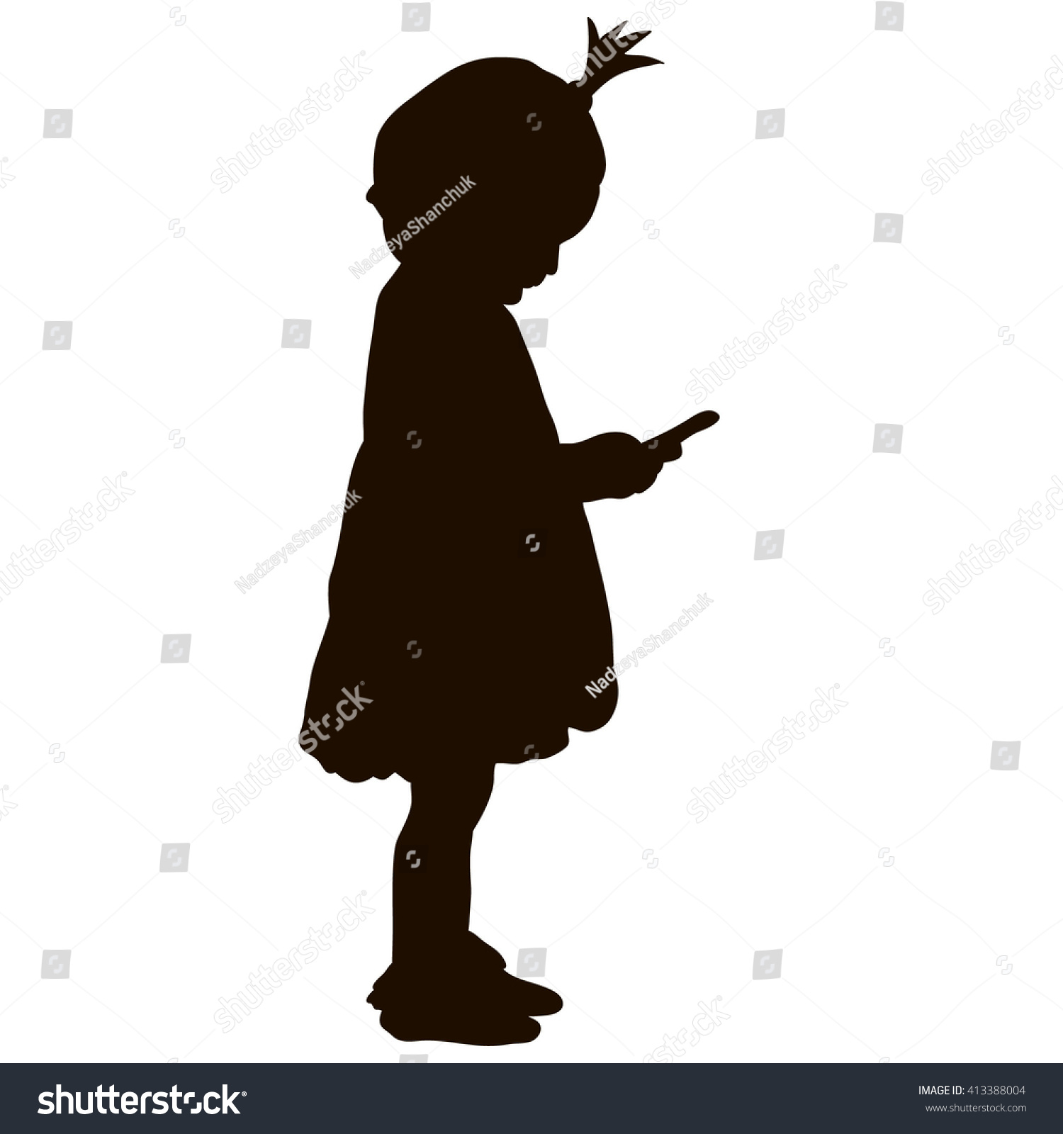 Vector Isolated Silhouette Child Phone Stock Vector (Royalty Free ...