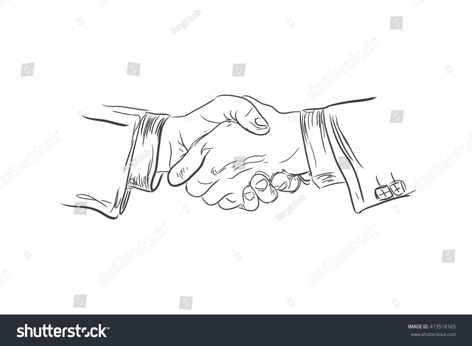 Business Handshake Sketch Vector Illustration Stock Vector (Royalty ...