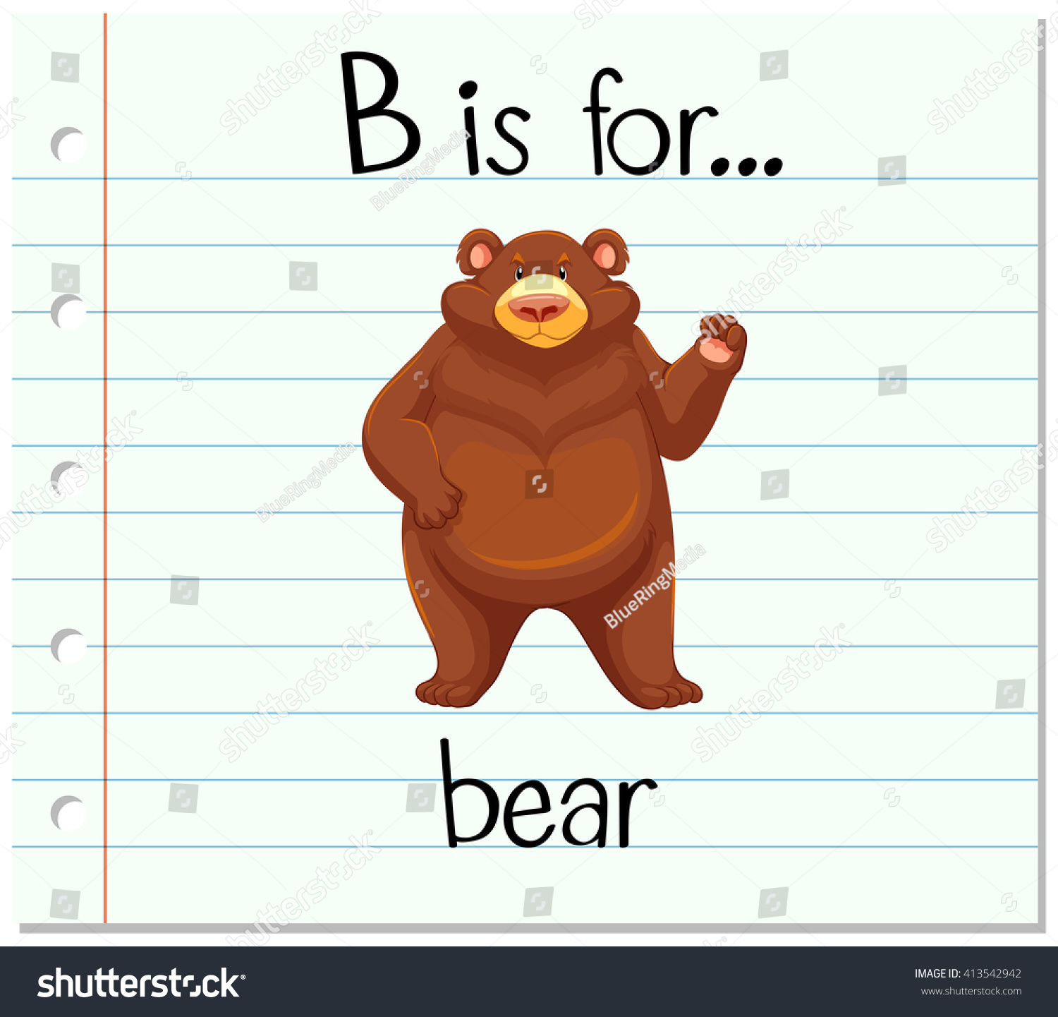 Flashcard Letter B Bear Illustration Stock Vector (Royalty Free ...