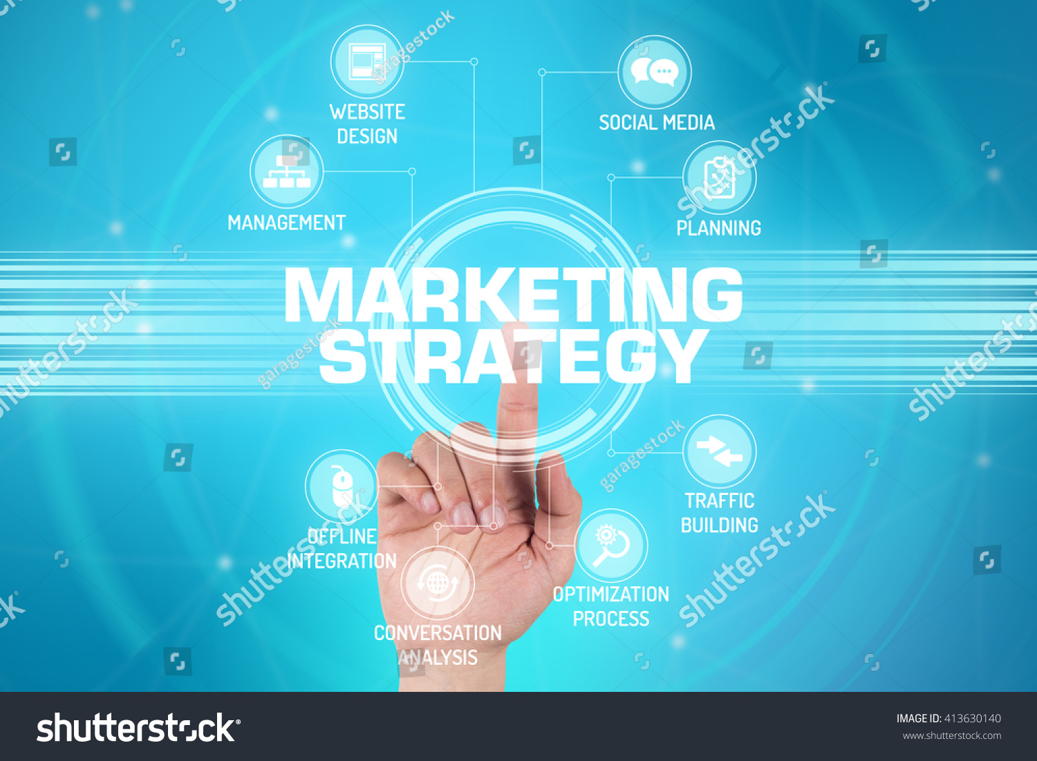 Marketing Strategy Technology Communication Touchscreen Futuristic ...