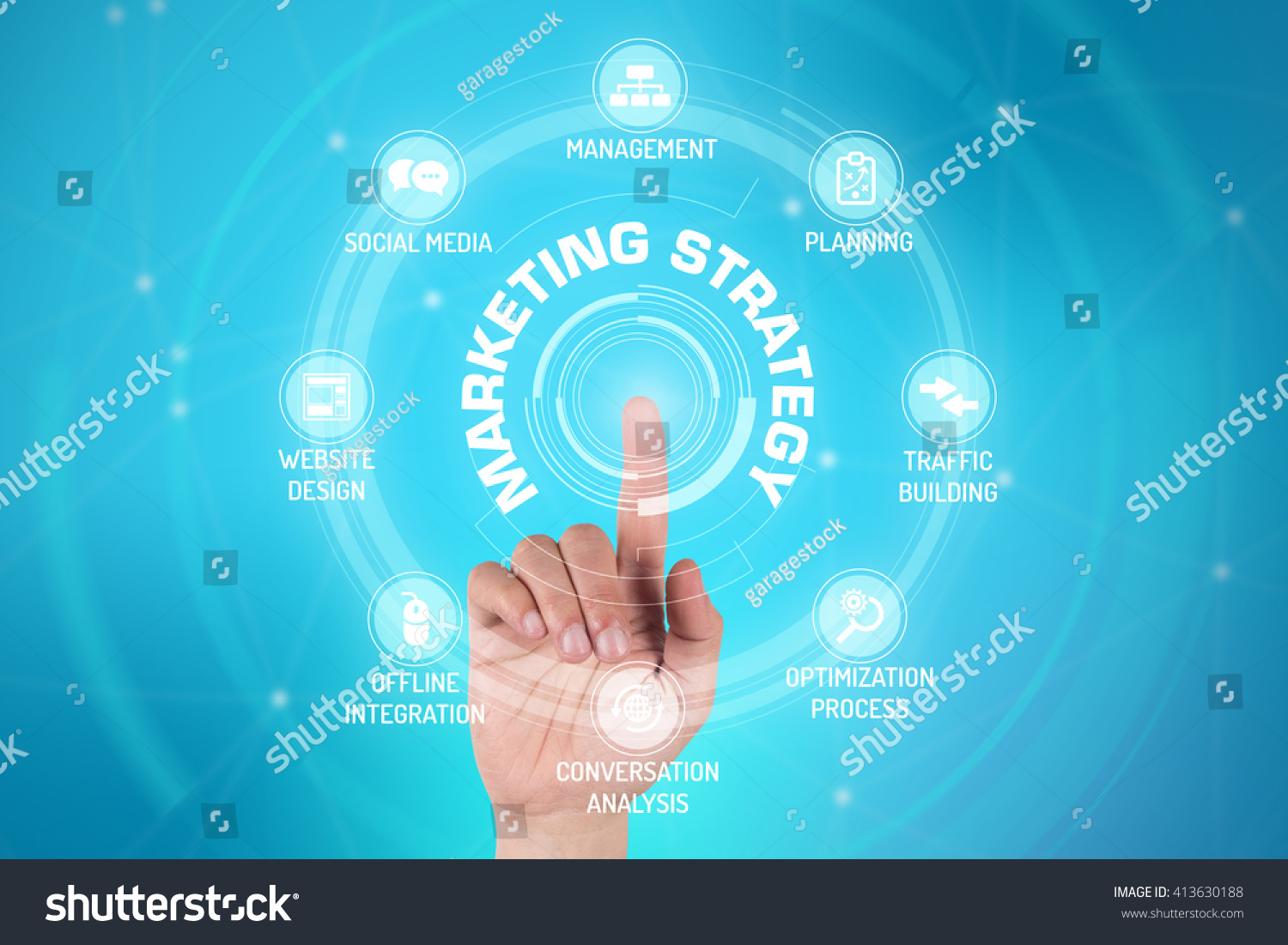 Marketing Strategy Technology Communication Touchscreen Futuristic ...