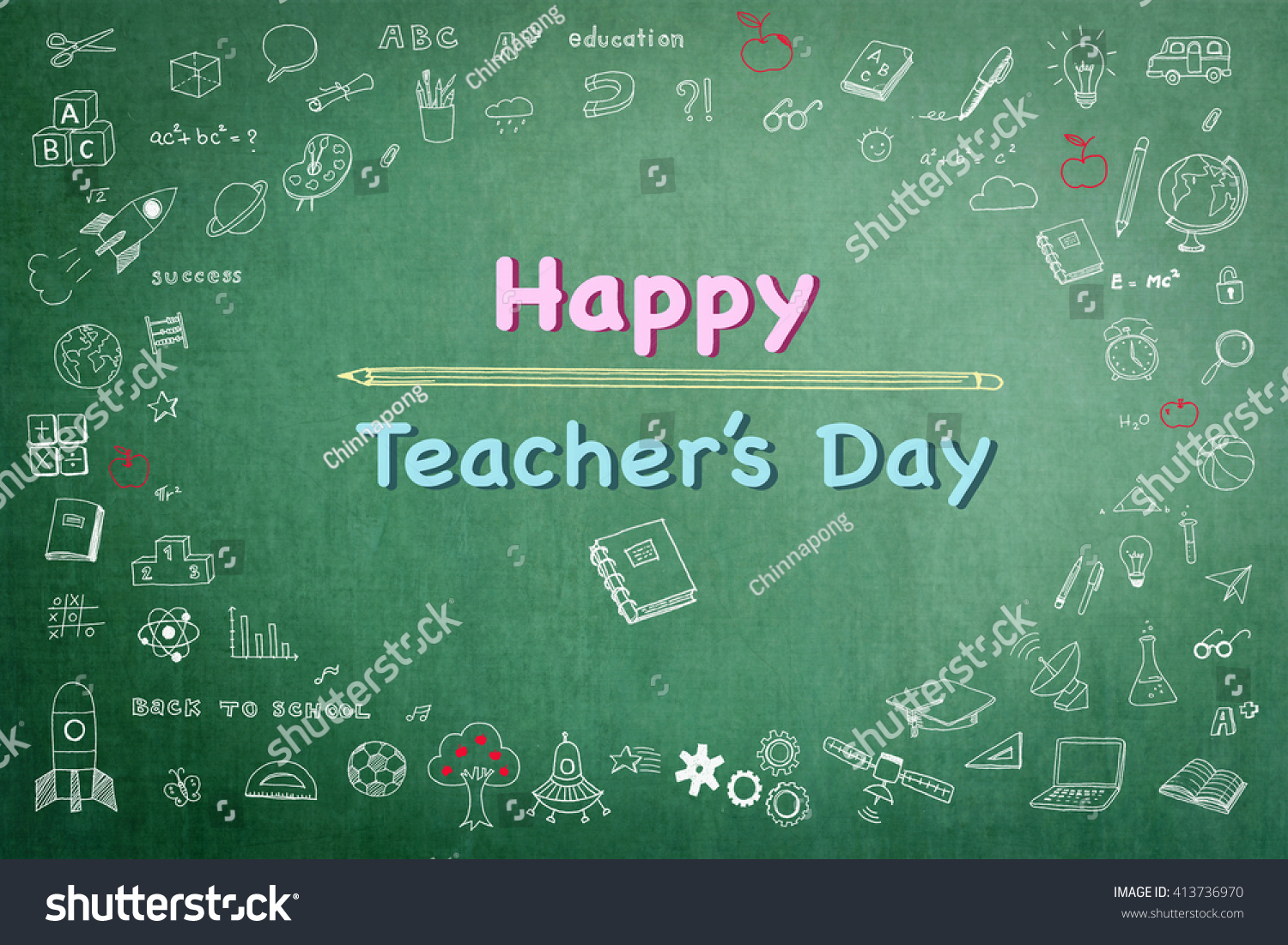 Happy Teachers Day Greeting Celebration On Stock Illustration 413736970 ...