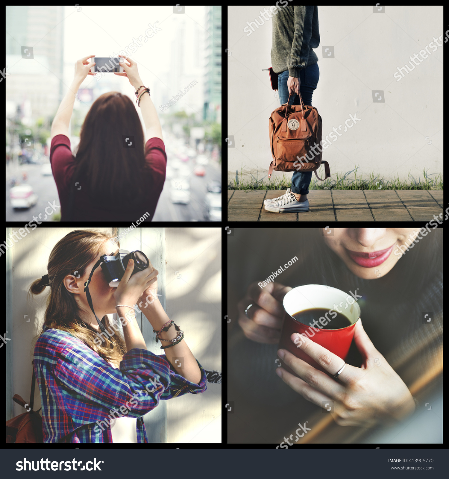 Collage Collection Various Diverse Concept Stock Photo 413906770 ...