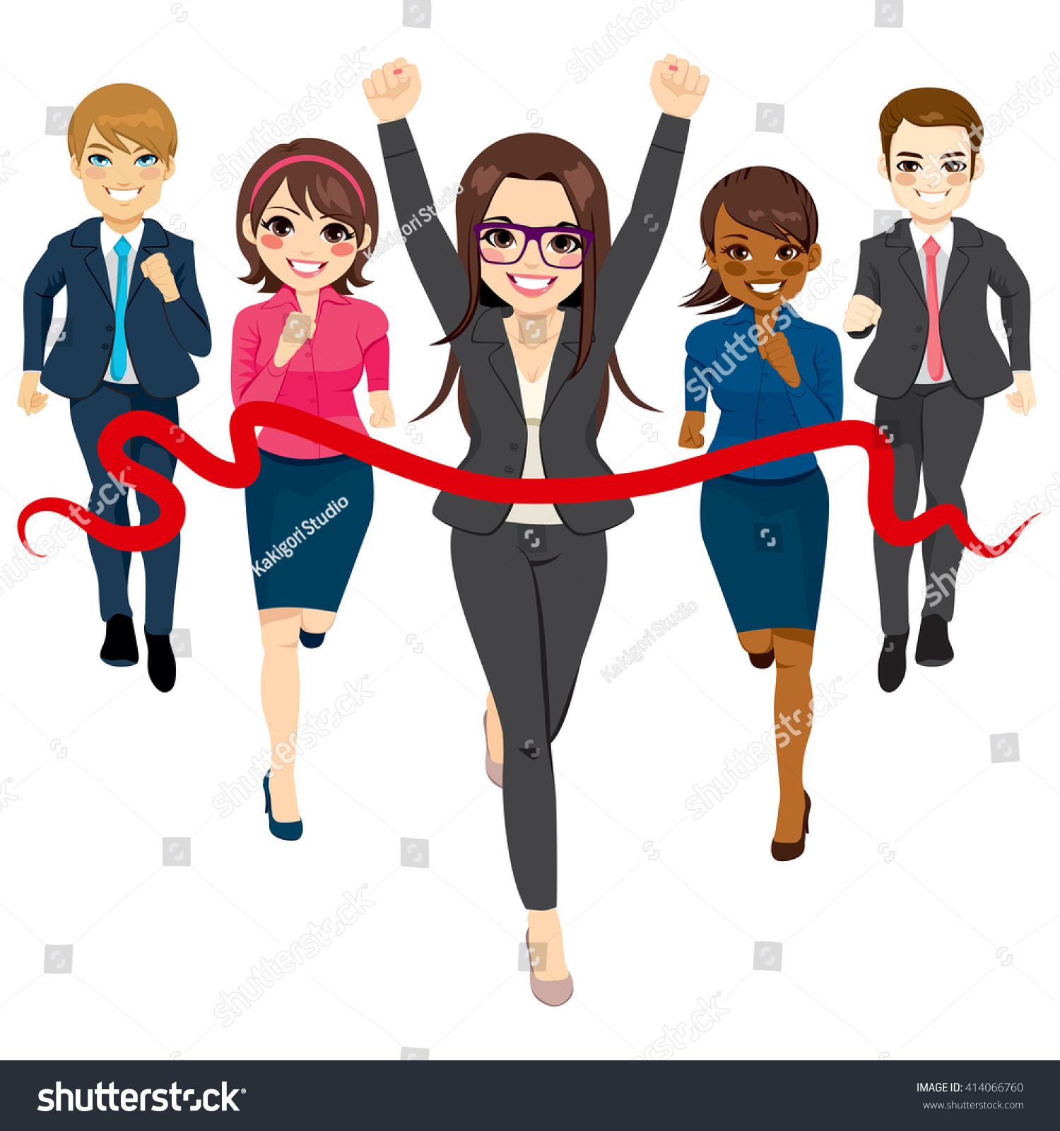 Illustration Group Business People Running Race Stock Vector (Royalty ...