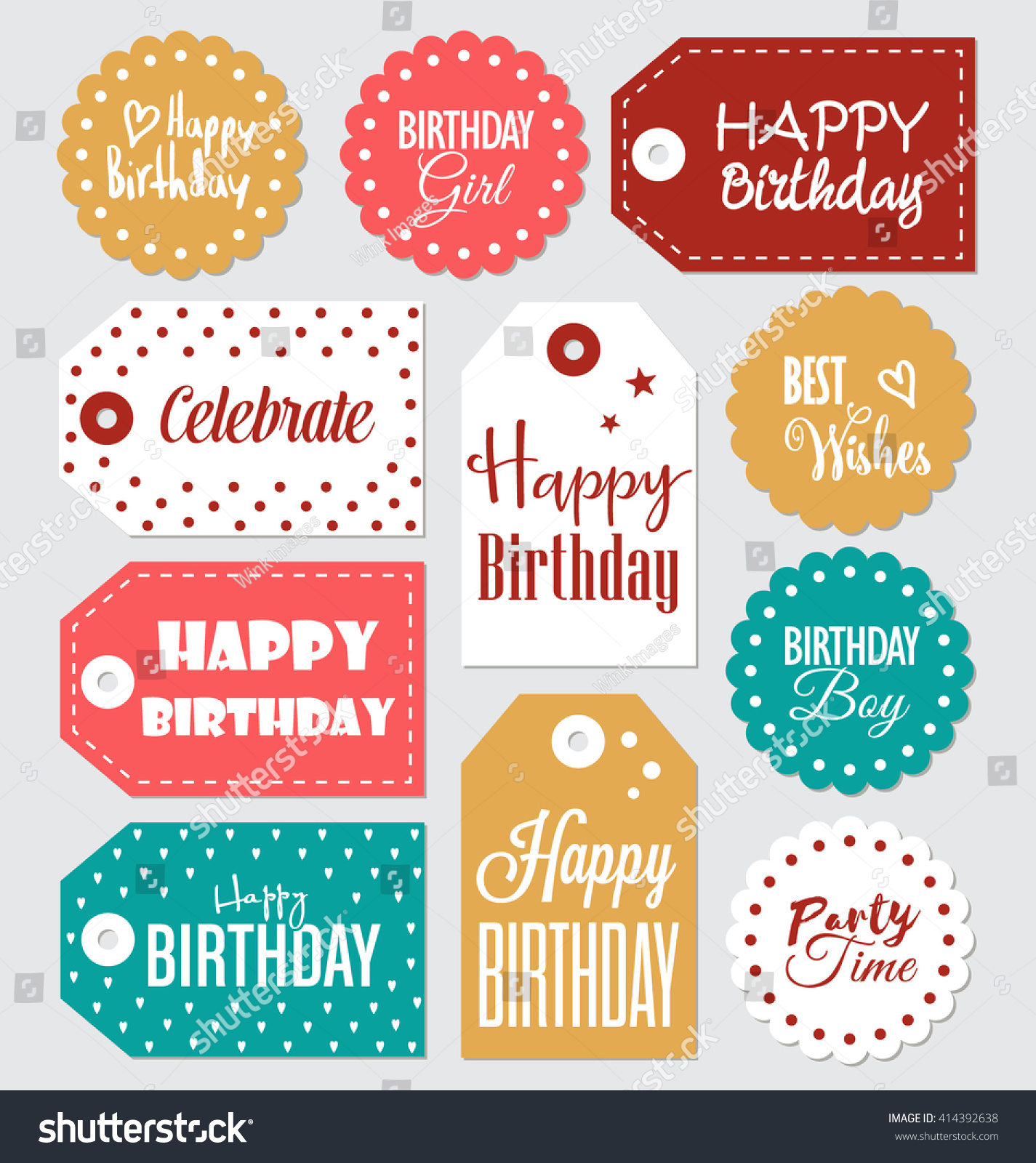 Set Birthday Gift Tags Typographic Vector Stock Vector ...