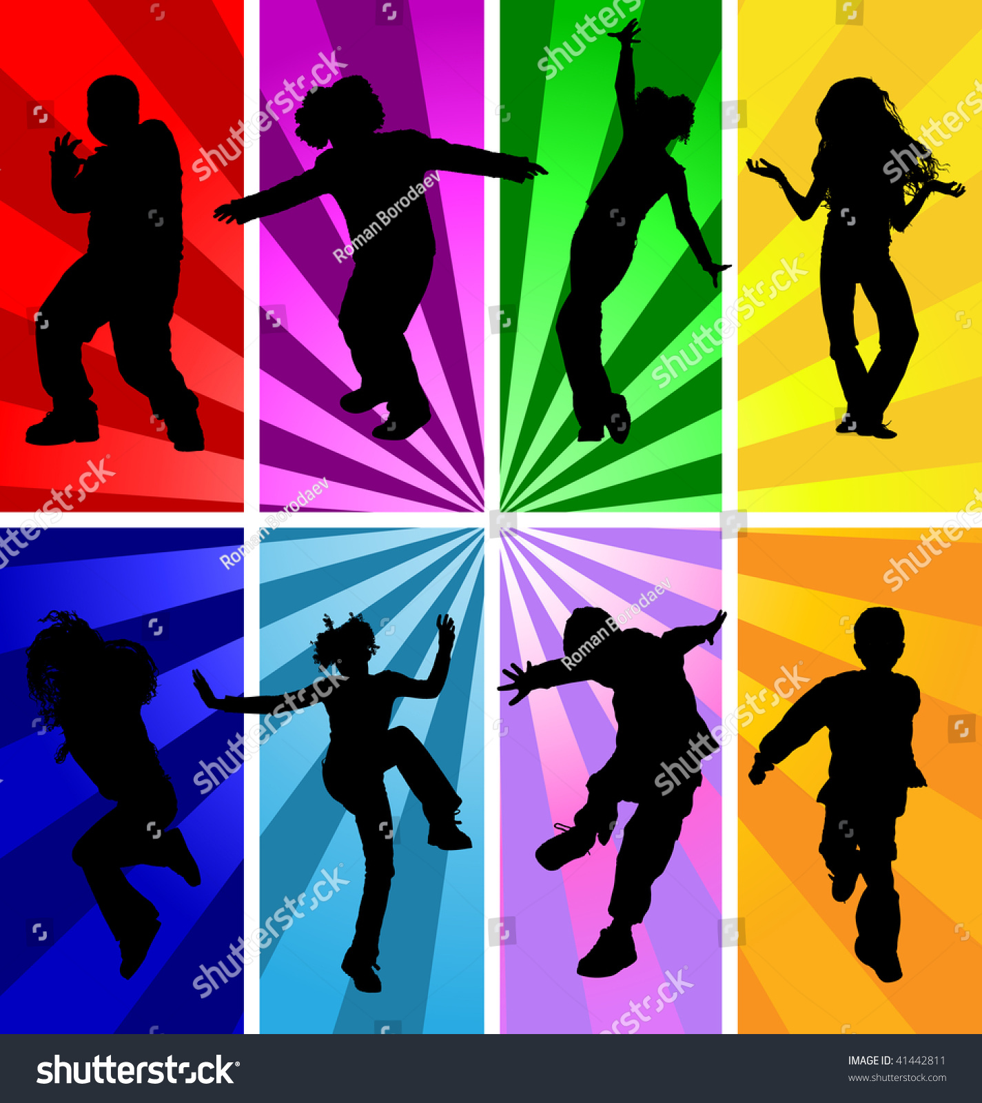 Disco Styled Vector Silhouettes Kids Children Stock Vector (Royalty ...