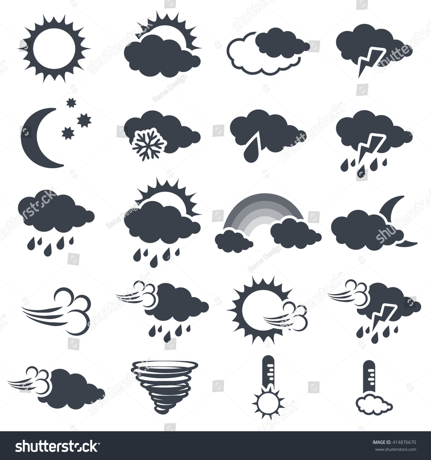 Vector Set Various Dark Grey Weather Stock Vector (Royalty Free ...