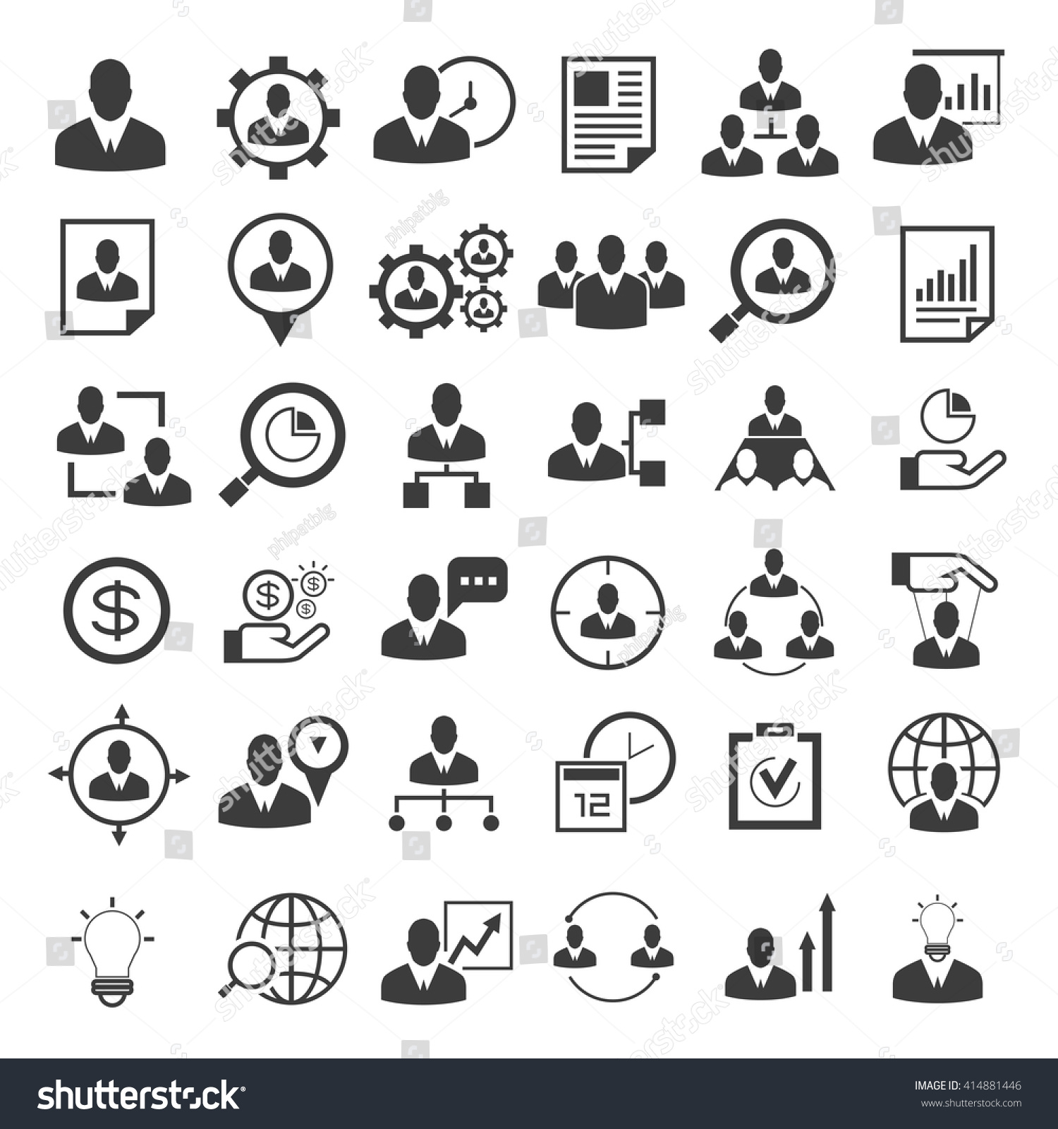 Human Resource Icons Set Organization Management Stock Vector (royalty 