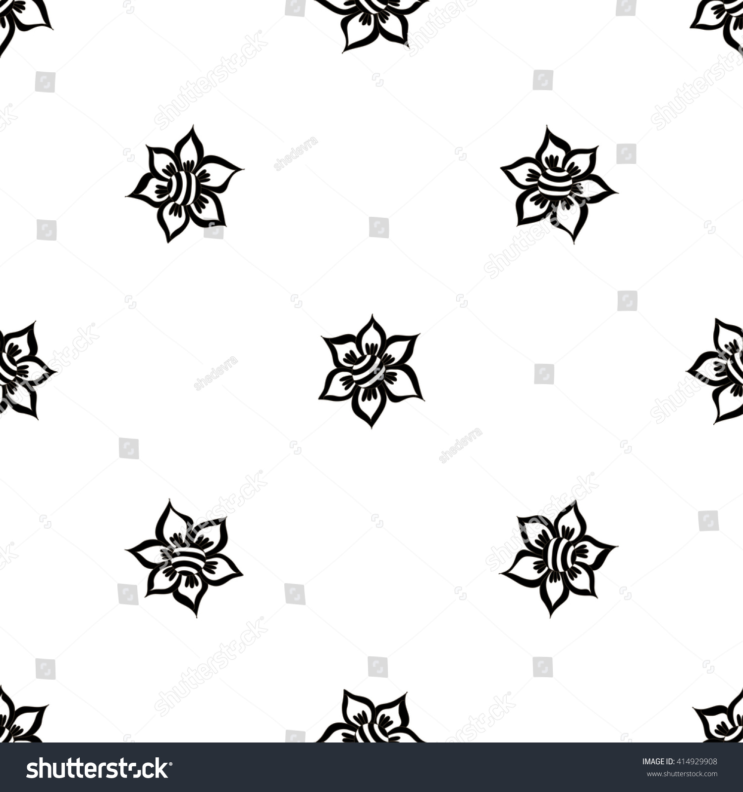 Vector Black Flower Seamless Texture Floral Stock Vector (Royalty Free ...