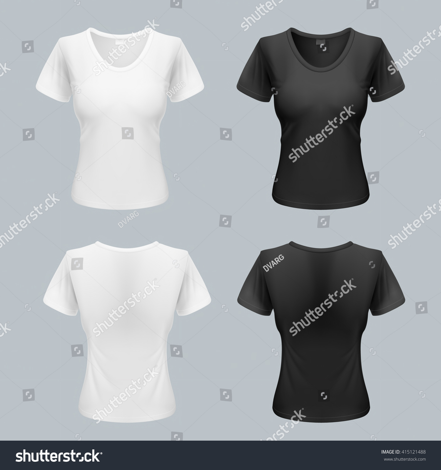 Women Tshirt Template Set Back Front Stock Vector (Royalty Free ...