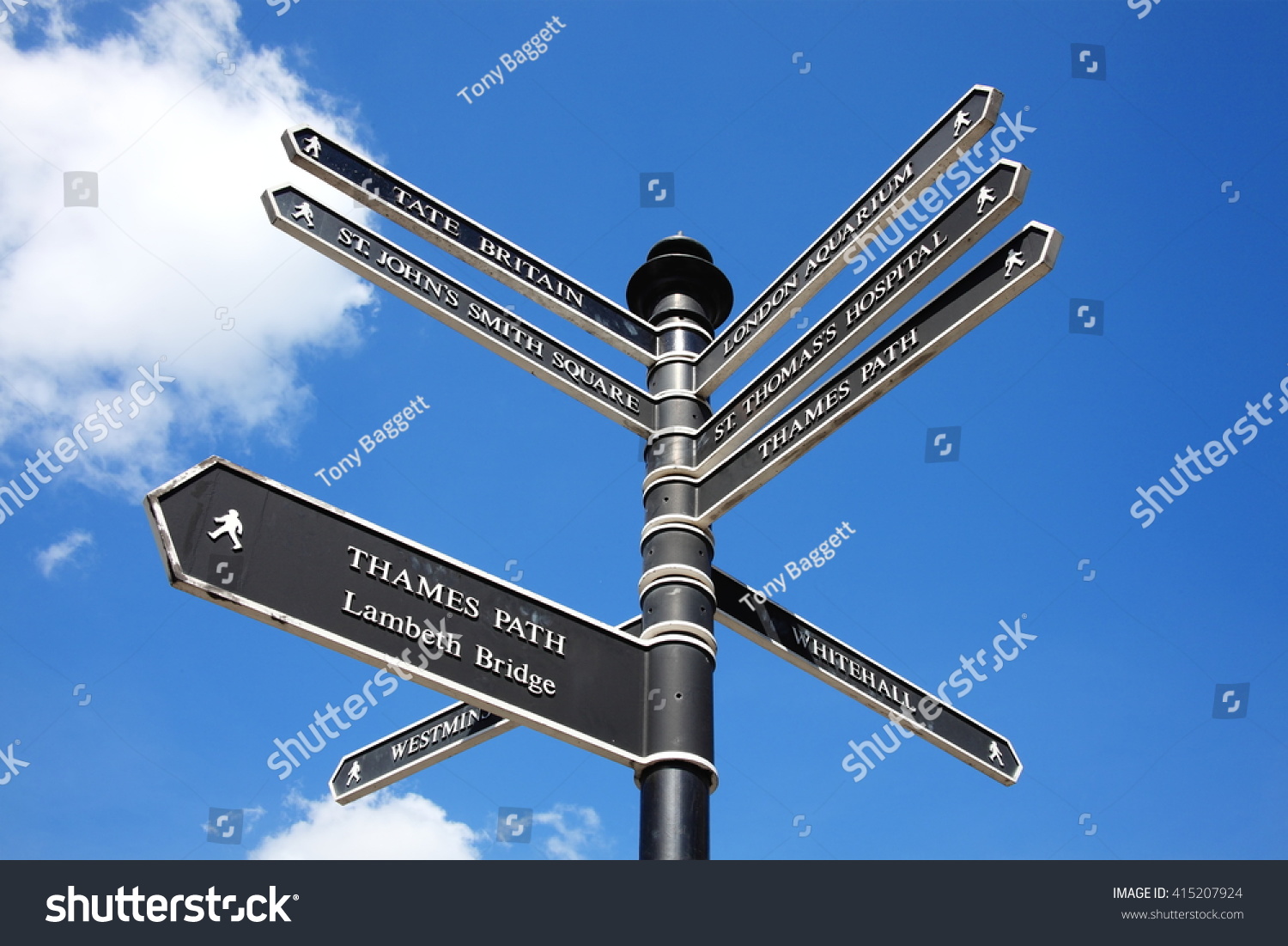 London Retro Street Signpost Giving Directions Stock Photo 415207924 ...