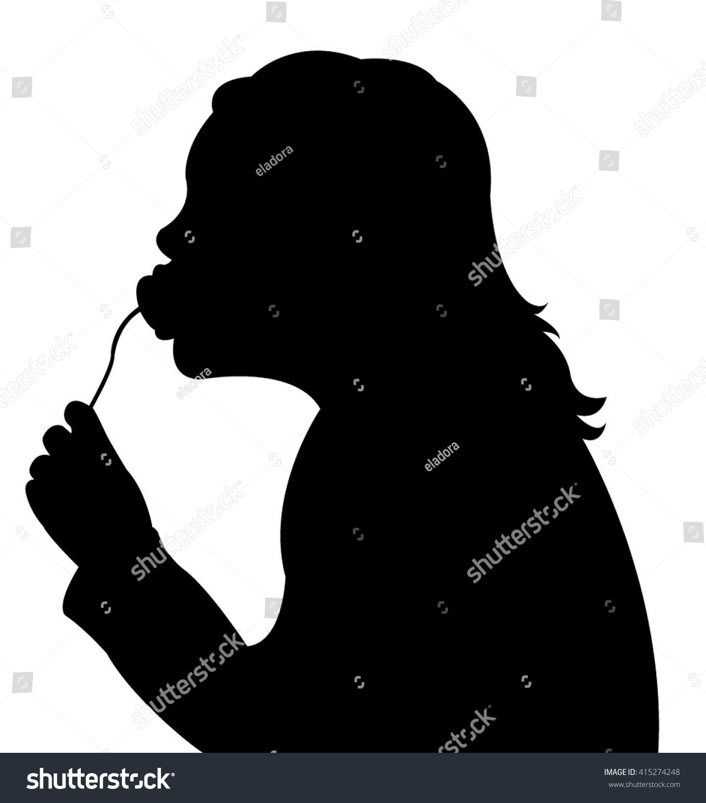 Girl Eating Silhouette Vector Stock Vector (Royalty Free) 415274248 ...