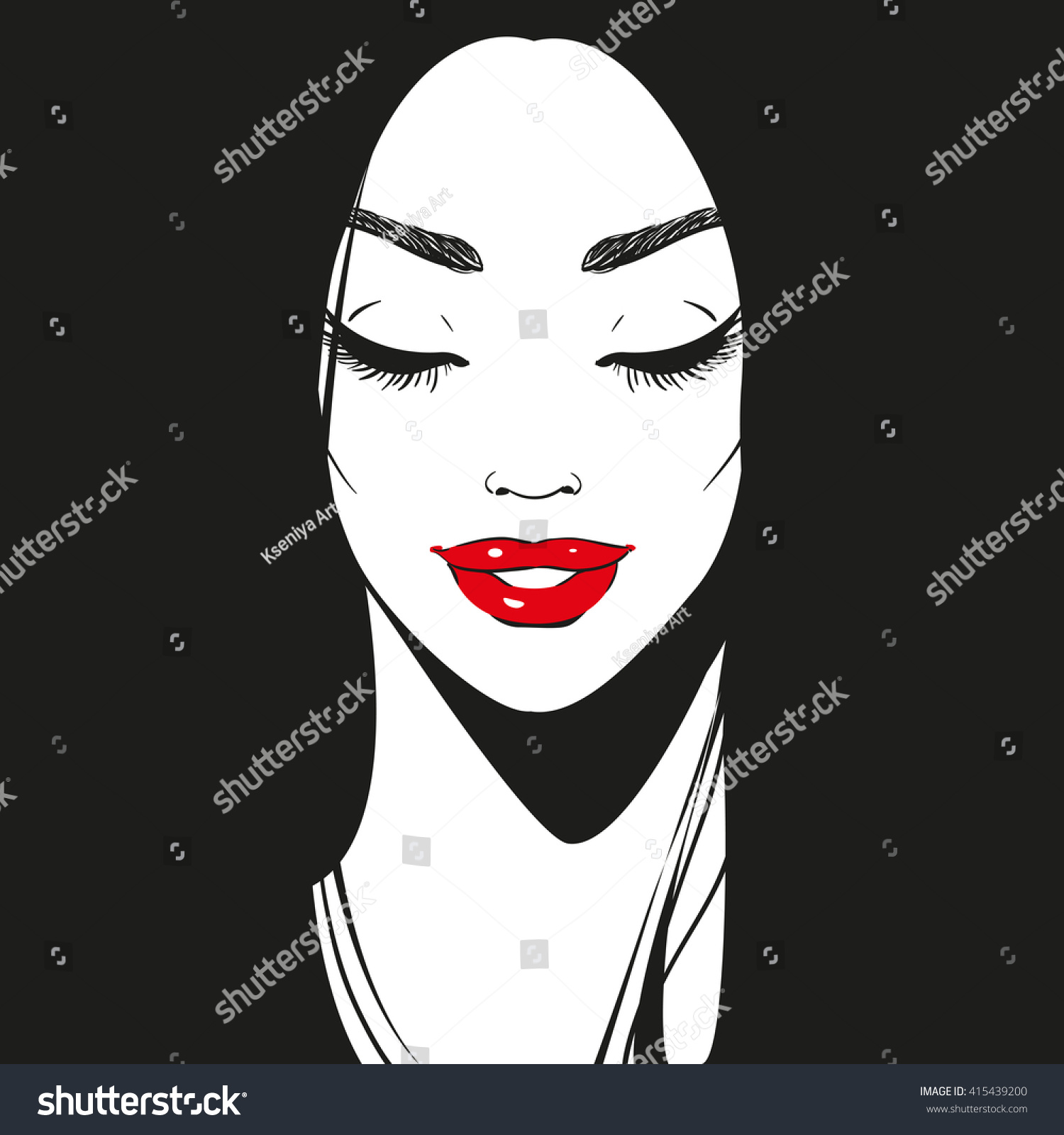 Close Face Black White Graphic Drawn Stock Vector (Royalty Free ...